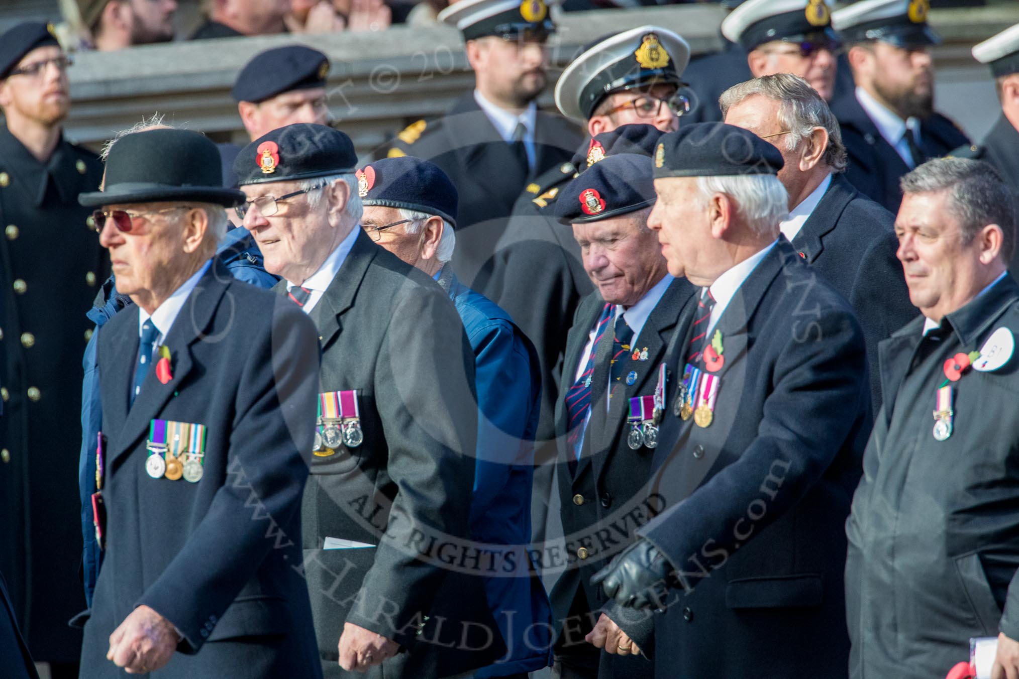 Royal Army Ordnance Corps Association (Group B1, 33 members) during the Royal British Legion March Past on Remembrance Sunday at the Cenotaph, Whitehall, Westminster, London, 11 November 2018, 12:05.