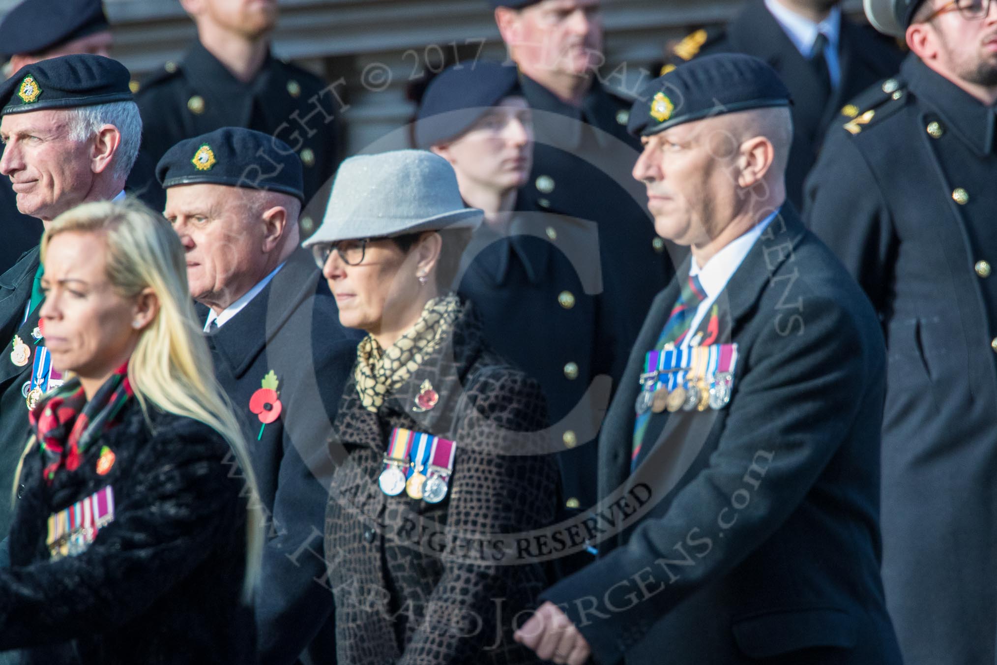 RAVC and RADC Associations (Group B2, 27 members) during the Royal British Legion March Past on Remembrance Sunday at the Cenotaph, Whitehall, Westminster, London, 11 November 2018, 12:05.