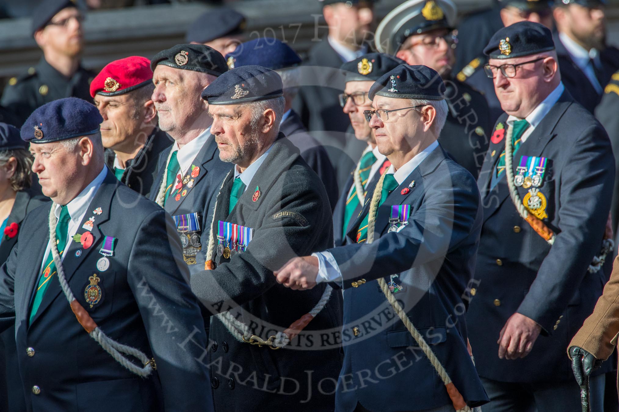 The Army Dog Unit Northern Ireland (RAVC) Association (Group B3, 38 members) during the Royal British Legion March Past on Remembrance Sunday at the Cenotaph, Whitehall, Westminster, London, 11 November 2018, 12:06.