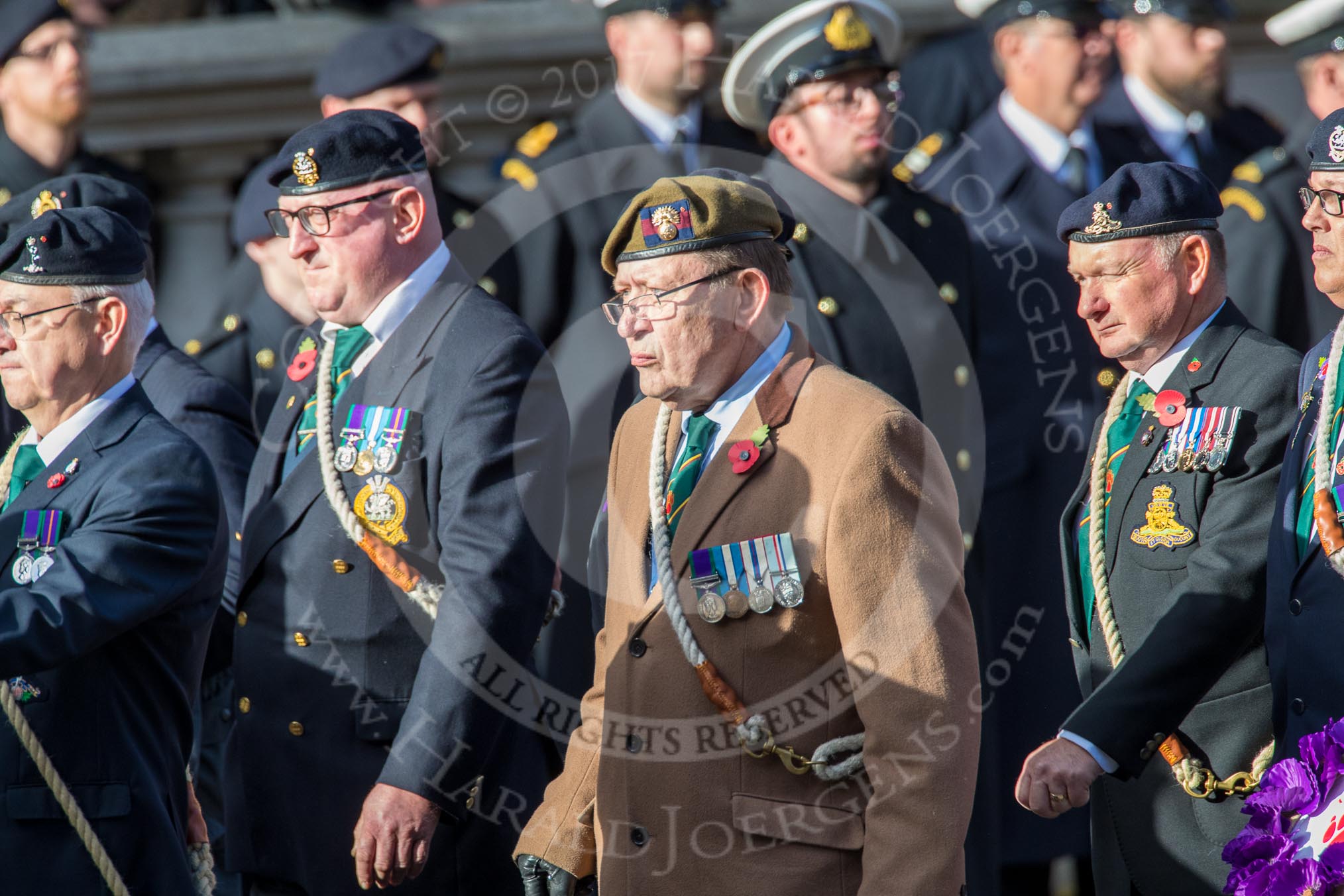 The Army Dog Unit Northern Ireland (RAVC) Association (Group B3, 38 members) during the Royal British Legion March Past on Remembrance Sunday at the Cenotaph, Whitehall, Westminster, London, 11 November 2018, 12:06.