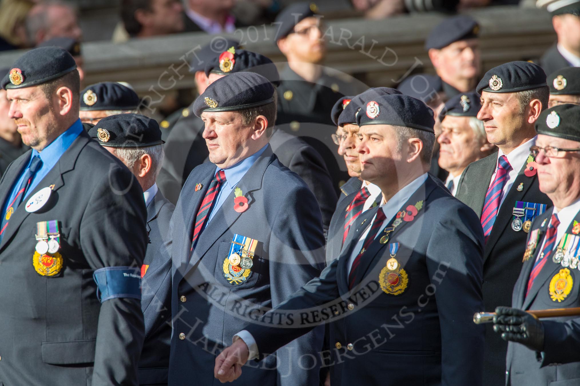 Royal Engineers Association (Group B4, 25 members) during the Royal British Legion March Past on Remembrance Sunday at the Cenotaph, Whitehall, Westminster, London, 11 November 2018, 12:06.