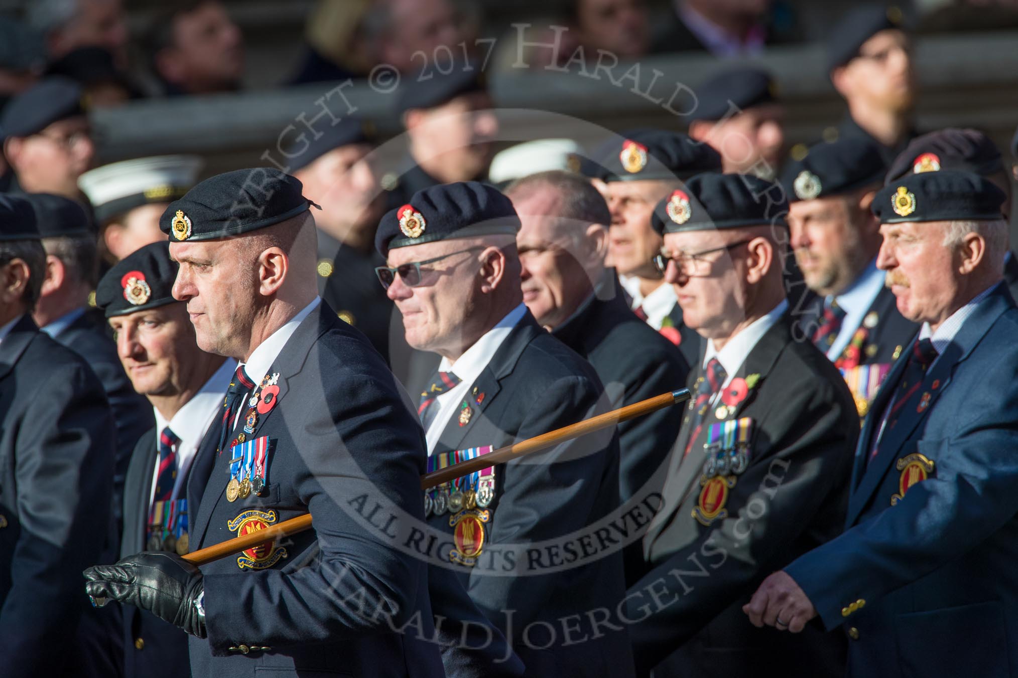 Royal Engineers Bomb Disposal Association (Group B5, 60 members) during the Royal British Legion March Past on Remembrance Sunday at the Cenotaph, Whitehall, Westminster, London, 11 November 2018, 12:06.