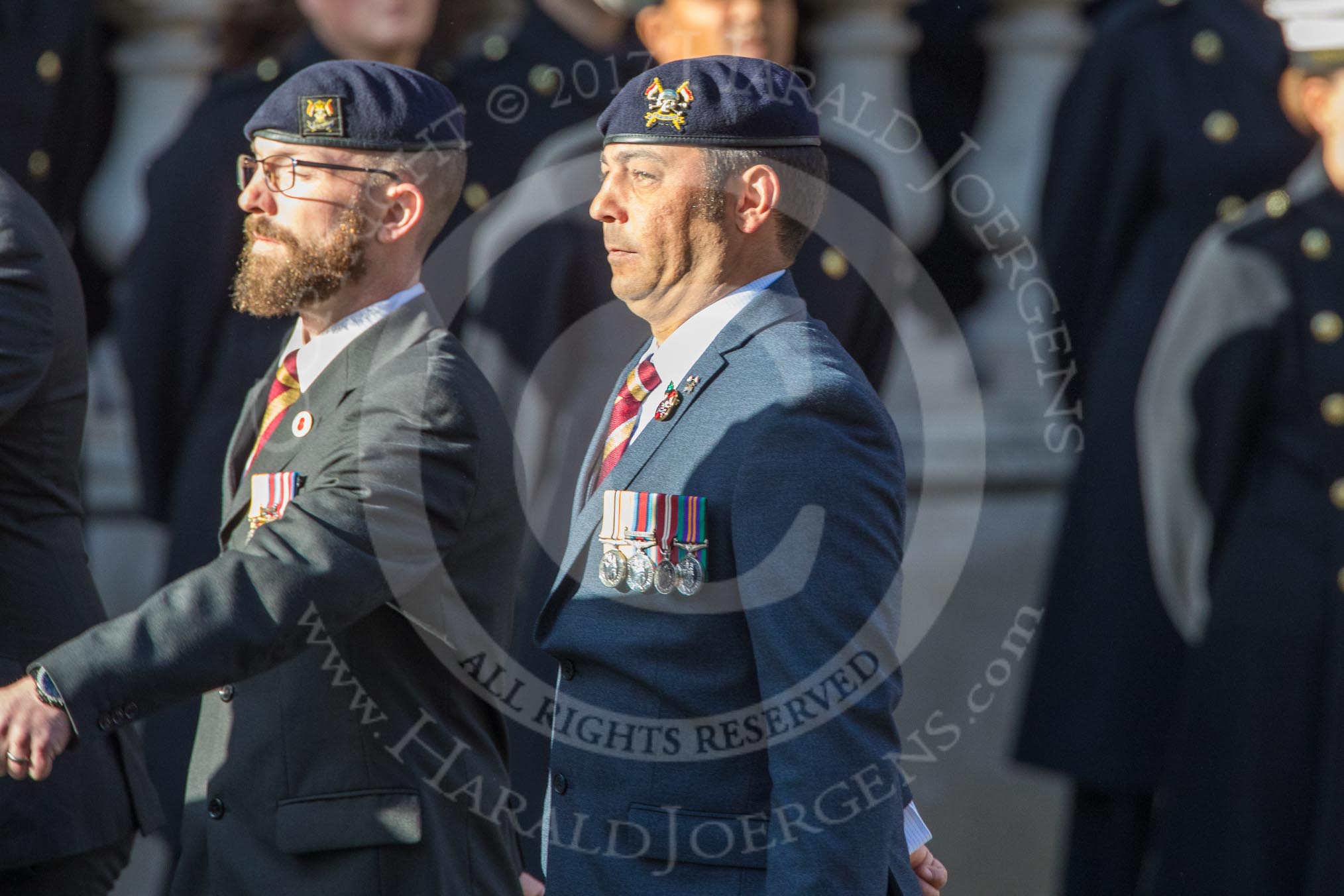 The Royal Lancers (Group B22, 24 members) during the Royal British Legion March Past on Remembrance Sunday at the Cenotaph, Whitehall, Westminster, London, 11 November 2018, 12:10.