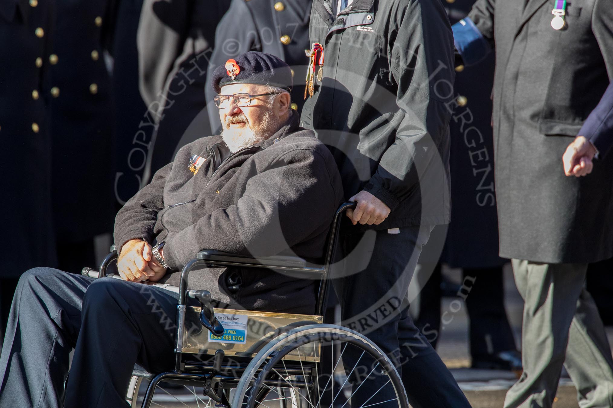 The 16th/5th Queen's Royal Lancers OCA (Group B23, 39 members)during the Royal British Legion March Past on Remembrance Sunday at the Cenotaph, Whitehall, Westminster, London, 11 November 2018, 12:10.