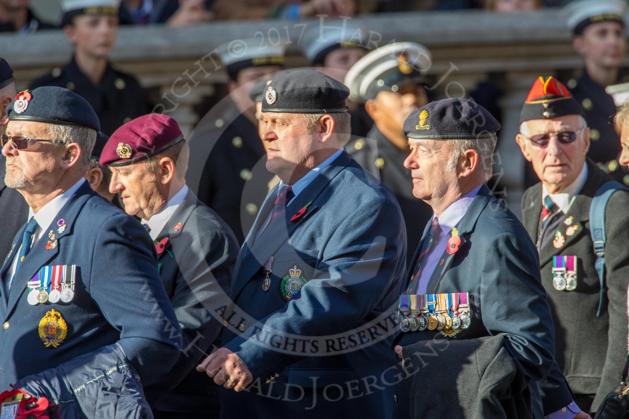 Beachley Old Boys' Association (BOBA) (Group B25, 29 members) during the Royal British Legion March Past on Remembrance Sunday at the Cenotaph, Whitehall, Westminster, London, 11 November 2018, 12:11.