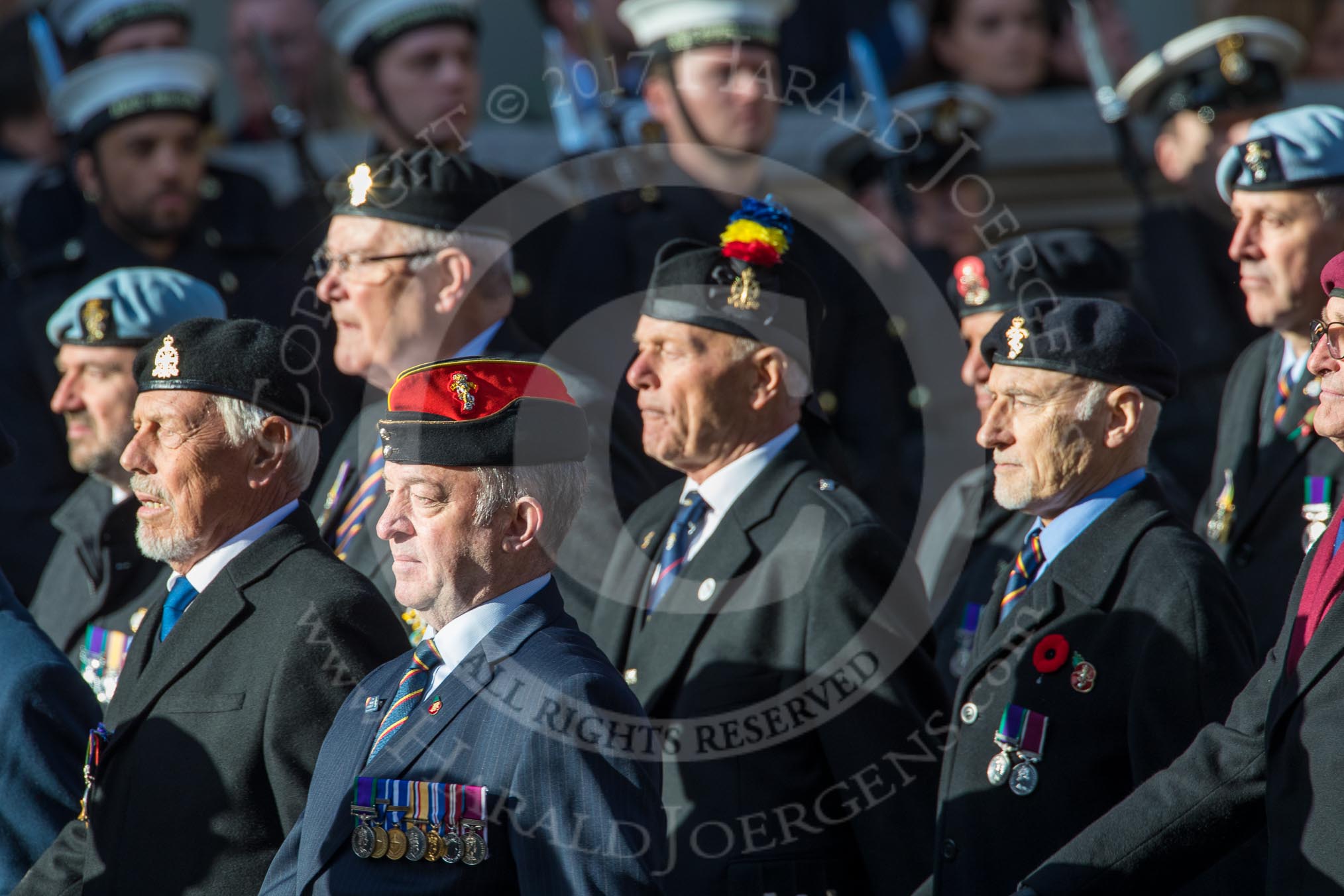 Arborfield Old Boys Association (Group B26, 29 members) during the Royal British Legion March Past on Remembrance Sunday at the Cenotaph, Whitehall, Westminster, London, 11 November 2018, 12:11.