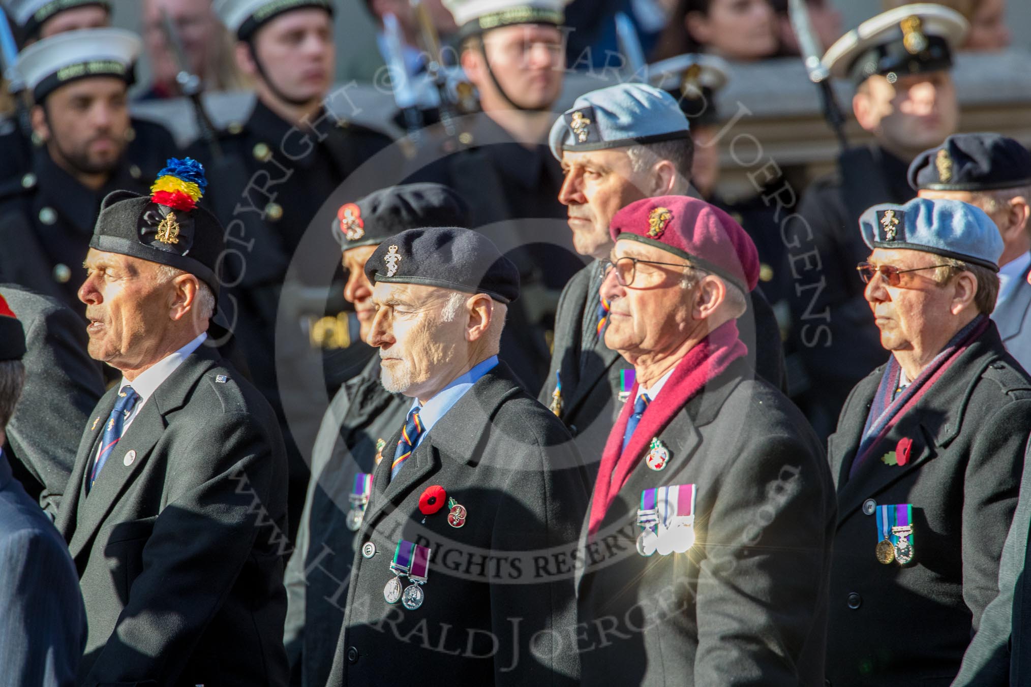 Arborfield Old Boys Association (Group B26, 29 members) during the Royal British Legion March Past on Remembrance Sunday at the Cenotaph, Whitehall, Westminster, London, 11 November 2018, 12:11.