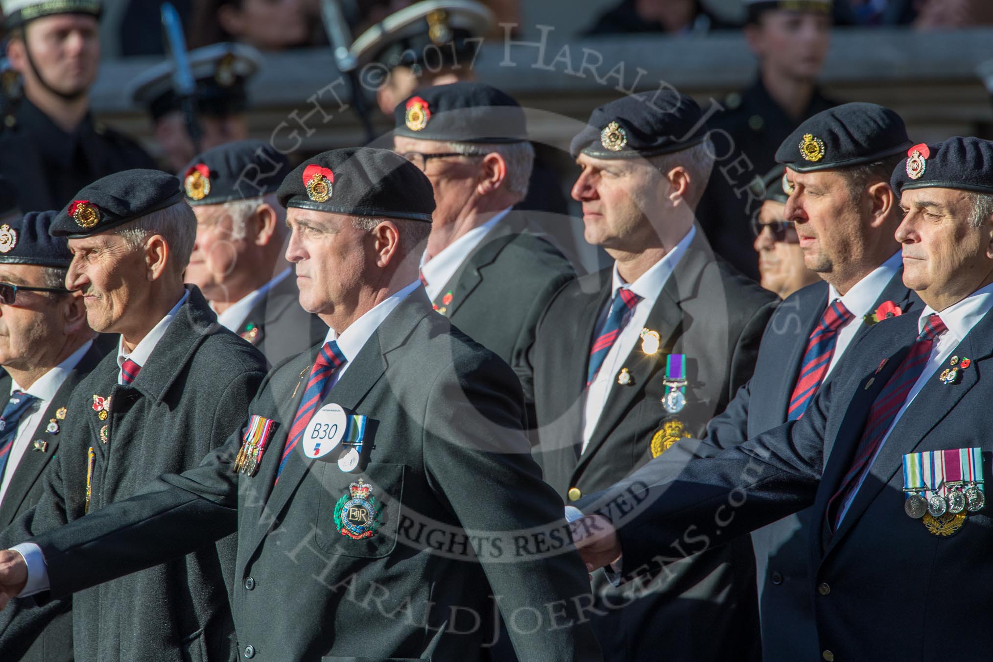 50 FD SQN (CONST) Royal Engineers (Group B30, 35 members) during the Royal British Legion March Past on Remembrance Sunday at the Cenotaph, Whitehall, Westminster, London, 11 November 2018, 12:12.