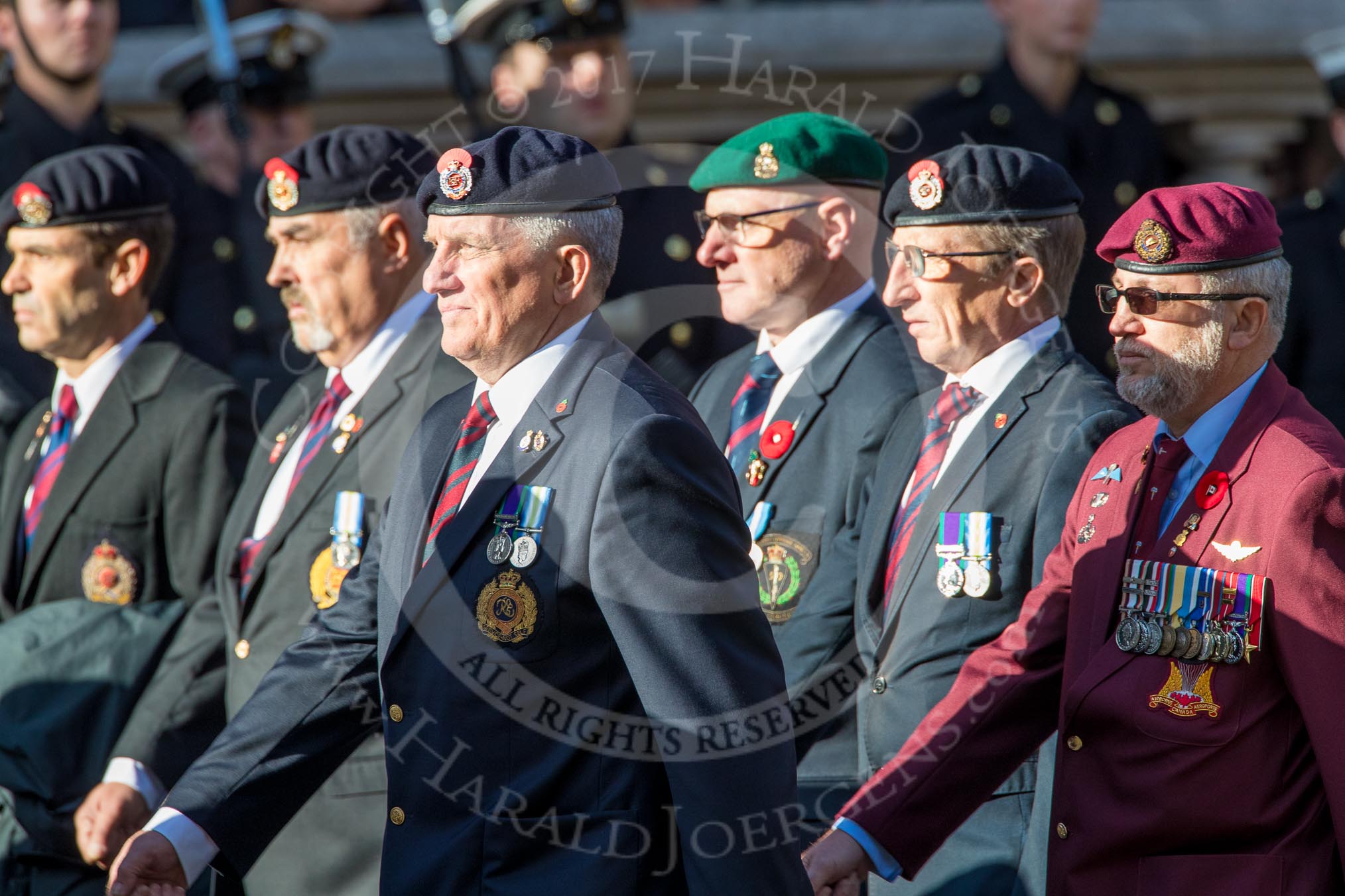 50 FD SQN (CONST) Royal Engineers (Group B30, 35 members) during the Royal British Legion March Past on Remembrance Sunday at the Cenotaph, Whitehall, Westminster, London, 11 November 2018, 12:12.