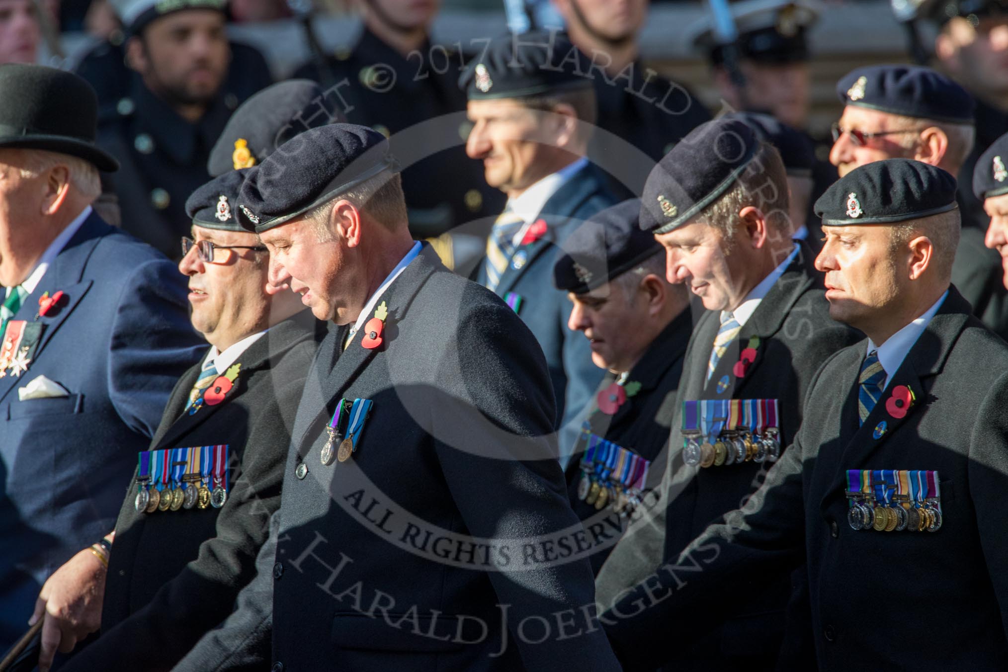 3rd Regiment Royal Horse Artillery Past and Present(Group B33, 70 members) during the Royal British Legion March Past on Remembrance Sunday at the Cenotaph, Whitehall, Westminster, London, 11 November 2018, 12:12.