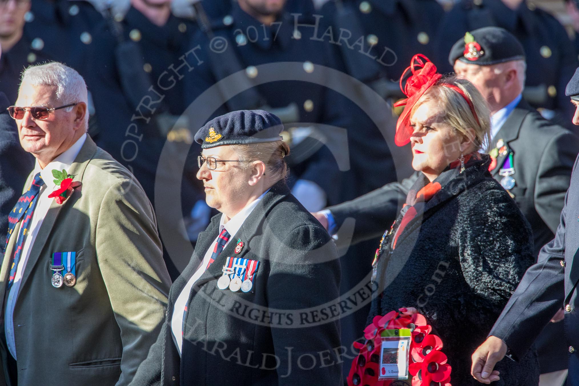 The Royal Artillery Association (Group B35, 32 members) during the Royal British Legion March Past on Remembrance Sunday at the Cenotaph, Whitehall, Westminster, London, 11 November 2018, 12:13.