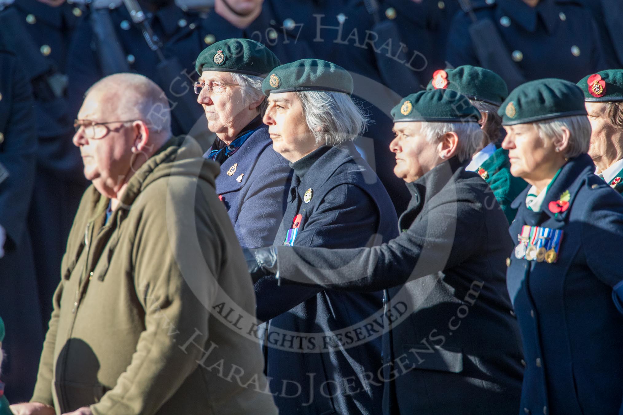 WRAC Association (Group B40, 95 members) during the Royal British Legion March Past on Remembrance Sunday at the Cenotaph, Whitehall, Westminster, London, 11 November 2018, 12:13.