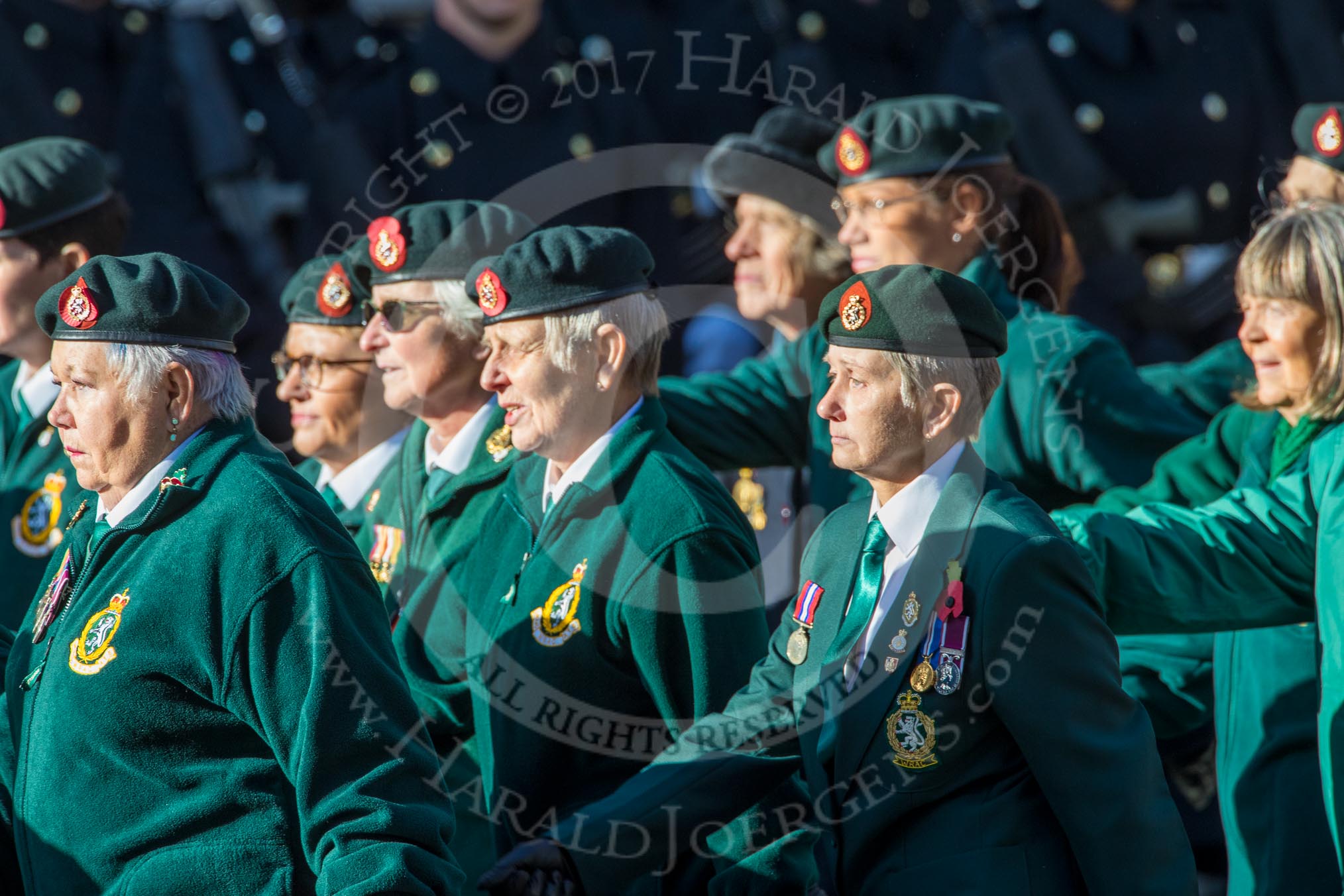 WRAC Association (Group B40, 95 members) during the Royal British Legion March Past on Remembrance Sunday at the Cenotaph, Whitehall, Westminster, London, 11 November 2018, 12:13.