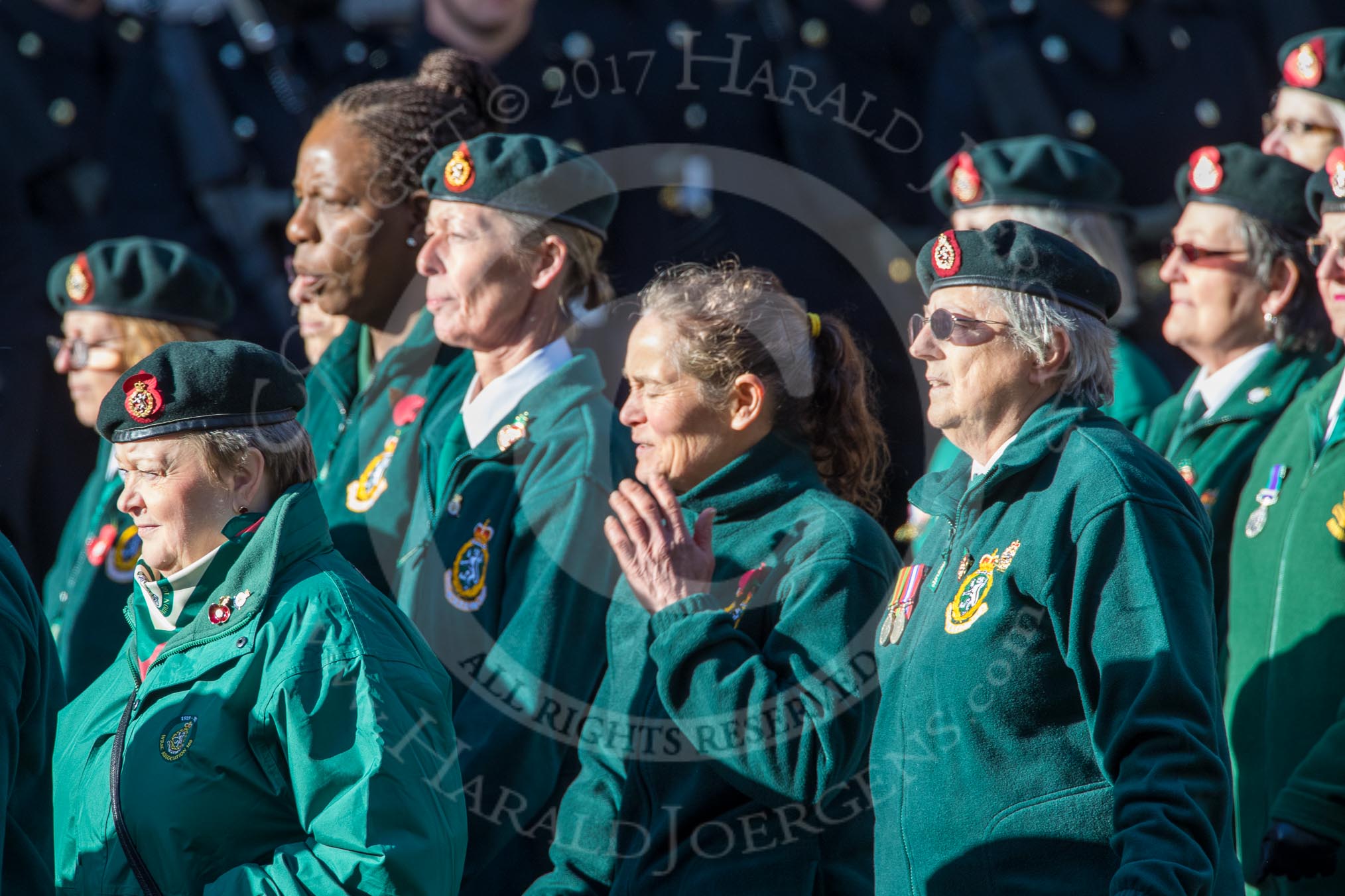WRAC Association (Group B40, 95 members) during the Royal British Legion March Past on Remembrance Sunday at the Cenotaph, Whitehall, Westminster, London, 11 November 2018, 12:13.