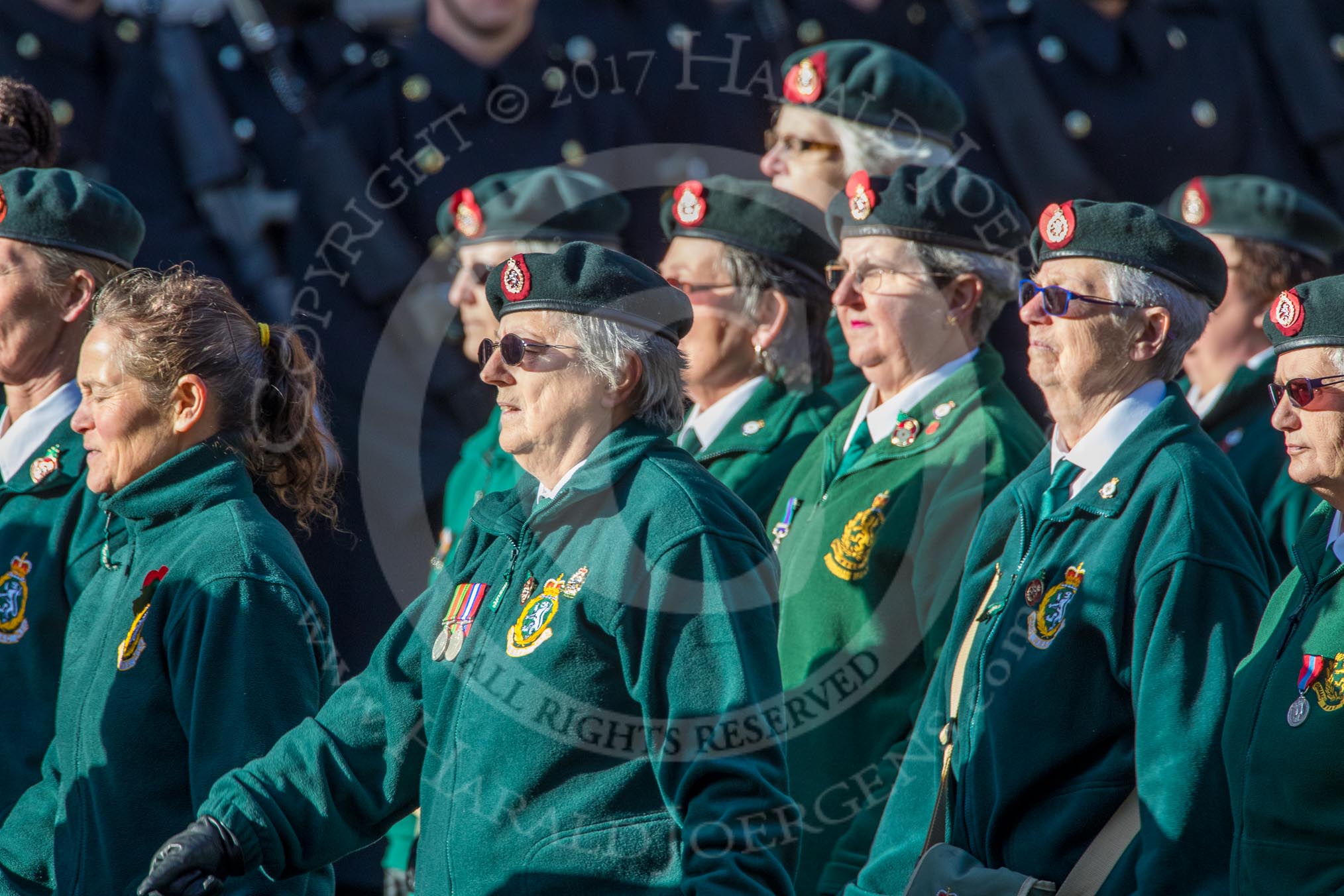 WRAC Association (Group B40, 95 members) during the Royal British Legion March Past on Remembrance Sunday at the Cenotaph, Whitehall, Westminster, London, 11 November 2018, 12:13.