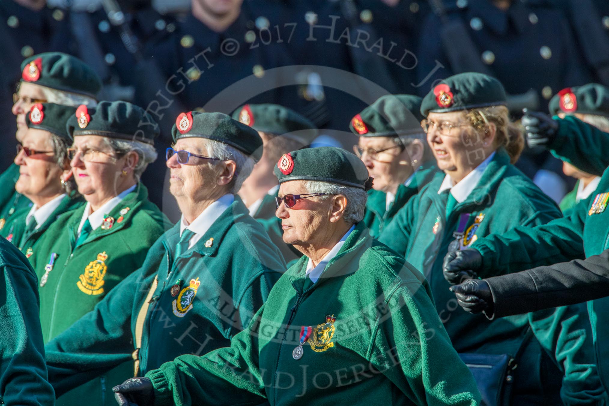 WRAC Association (Group B40, 95 members) during the Royal British Legion March Past on Remembrance Sunday at the Cenotaph, Whitehall, Westminster, London, 11 November 2018, 12:13.