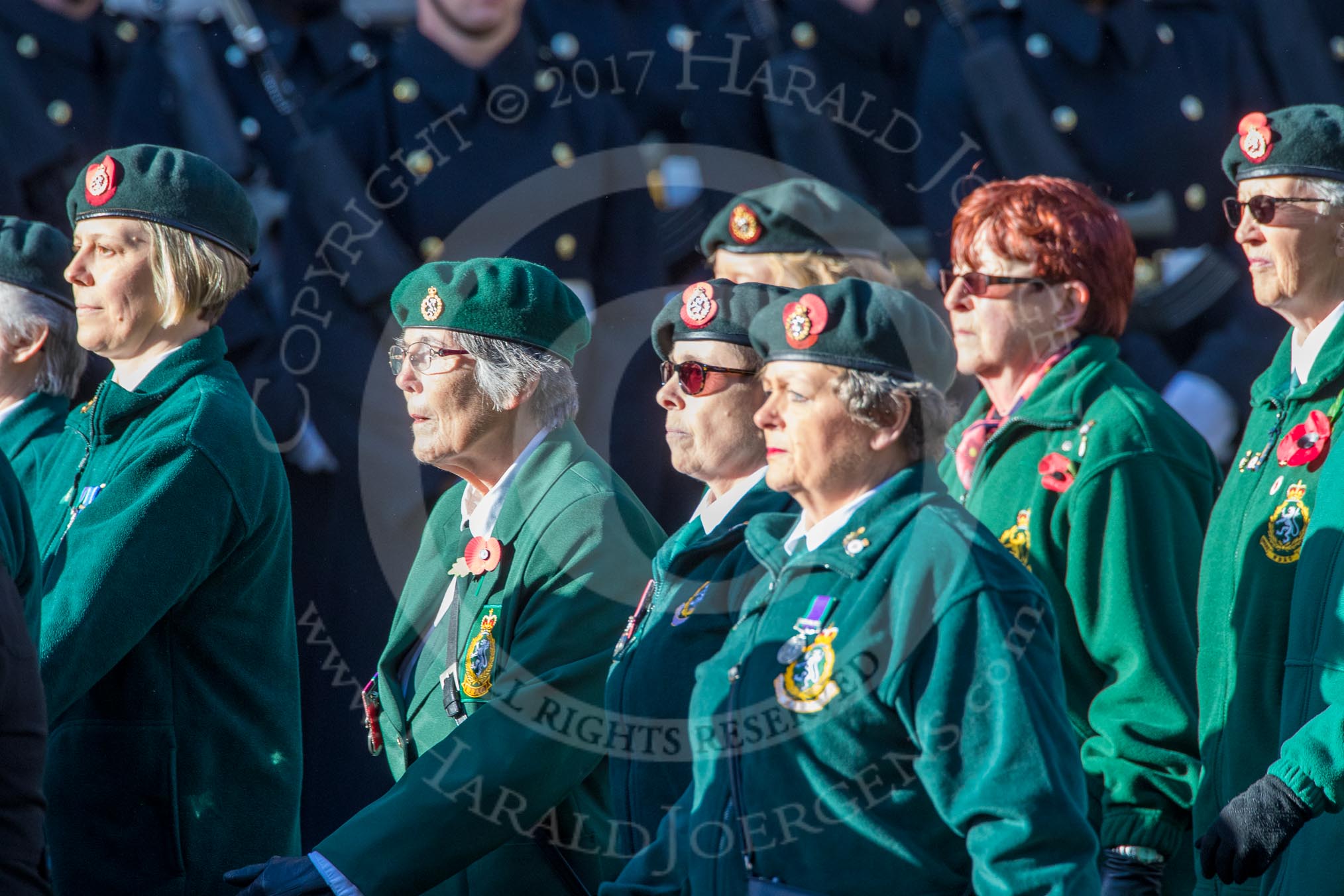 WRAC Association (Group B40, 95 members) during the Royal British Legion March Past on Remembrance Sunday at the Cenotaph, Whitehall, Westminster, London, 11 November 2018, 12:13.