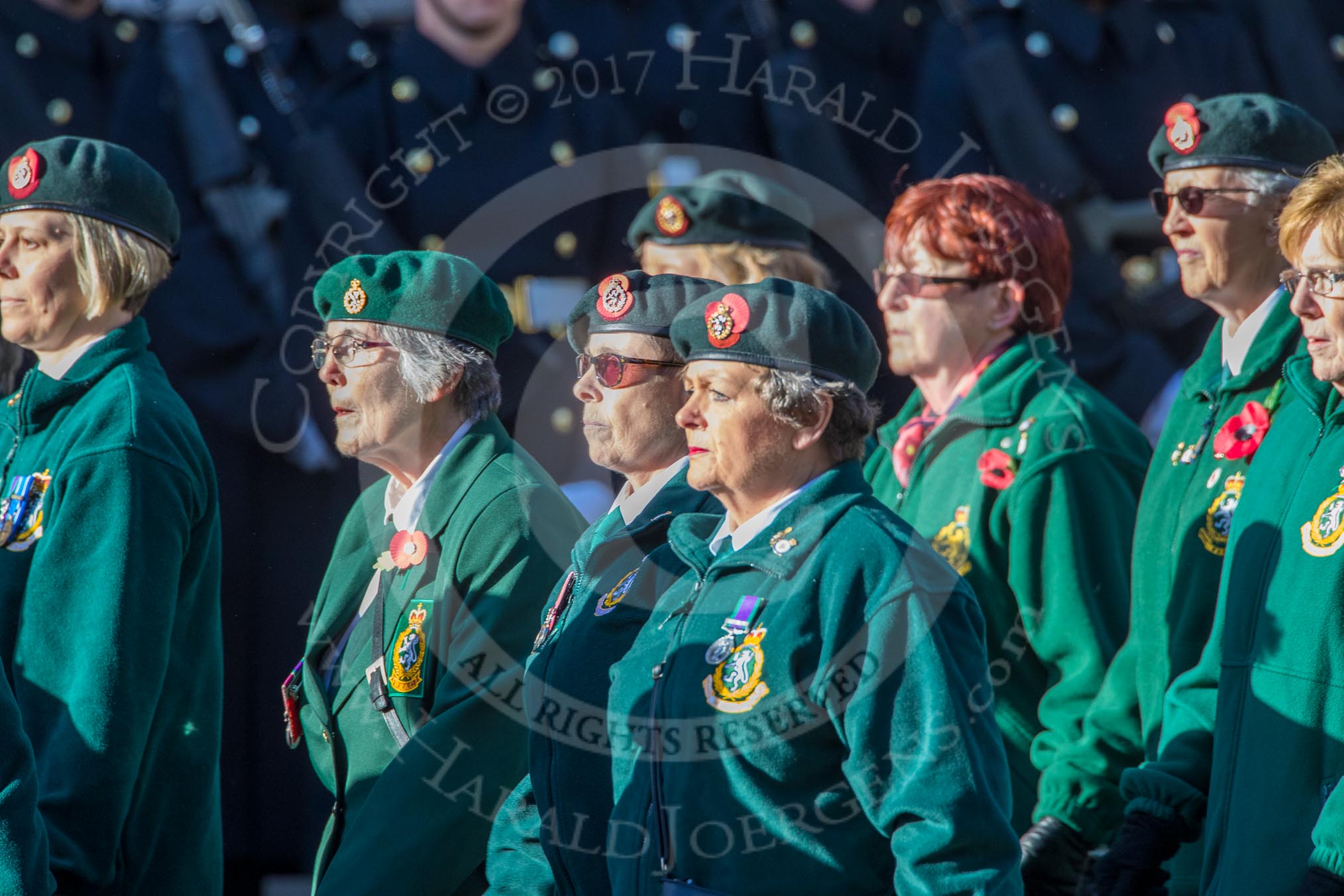 WRAC Association (Group B40, 95 members) during the Royal British Legion March Past on Remembrance Sunday at the Cenotaph, Whitehall, Westminster, London, 11 November 2018, 12:13.