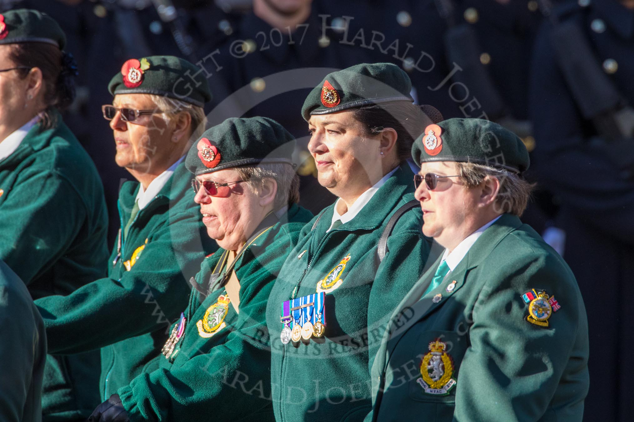 WRAC Association (Group B40, 95 members) during the Royal British Legion March Past on Remembrance Sunday at the Cenotaph, Whitehall, Westminster, London, 11 November 2018, 12:13.