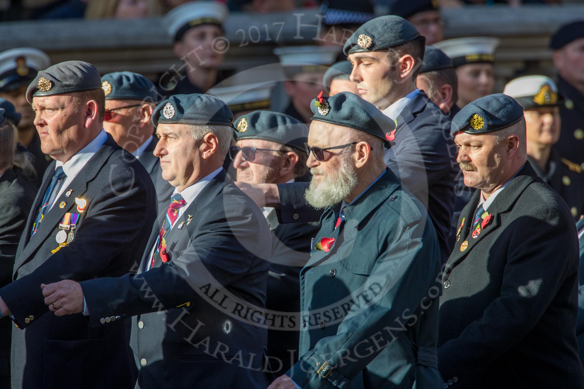 Royal Air Forces Association (Group C1, 155 members) during the Royal British Legion March Past on Remembrance Sunday at the Cenotaph, Whitehall, Westminster, London, 11 November 2018, 12:14.
