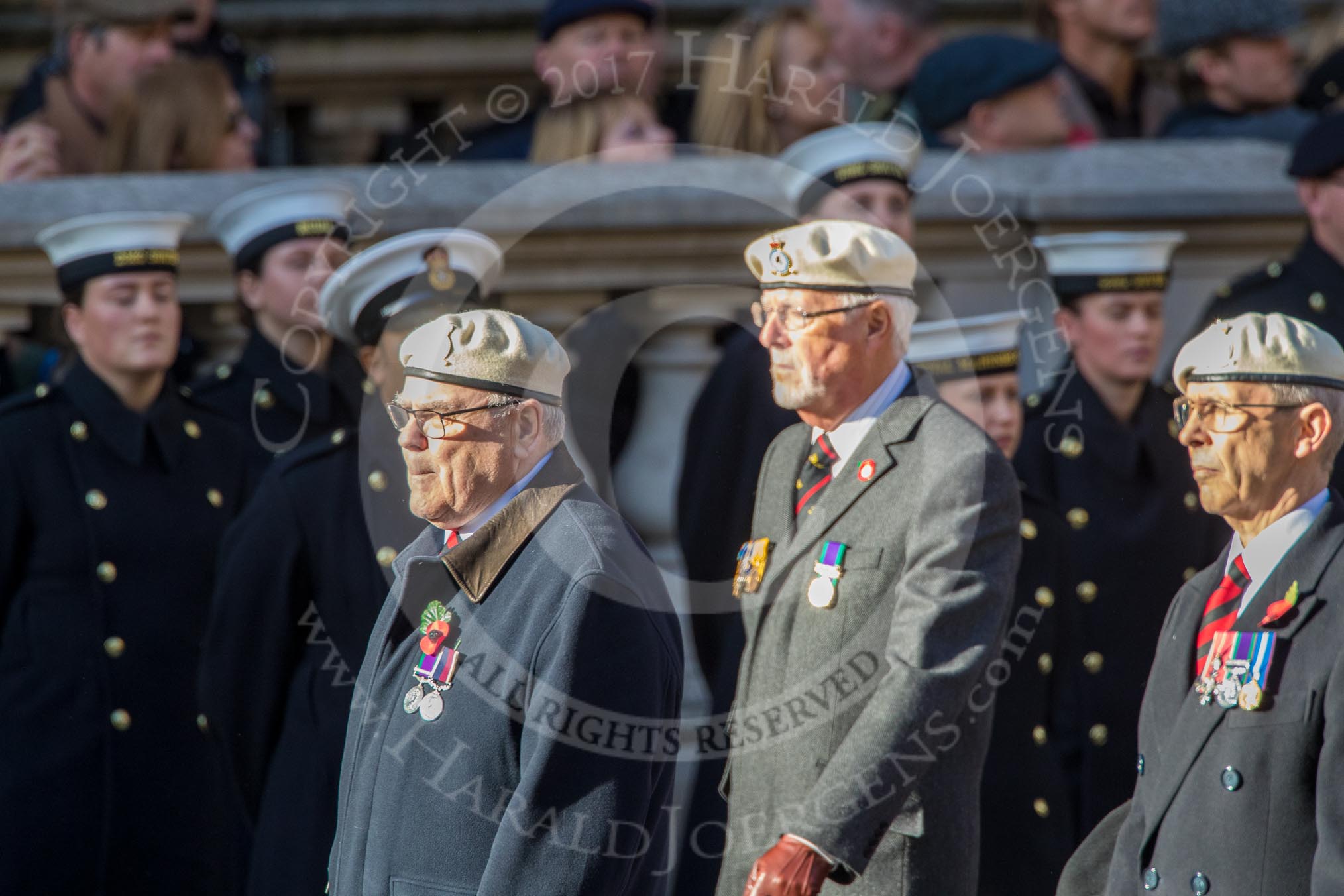 Royal Air Force Police Association (Group C2, 60 members) during the Royal British Legion March Past on Remembrance Sunday at the Cenotaph, Whitehall, Westminster, London, 11 November 2018, 12:14.