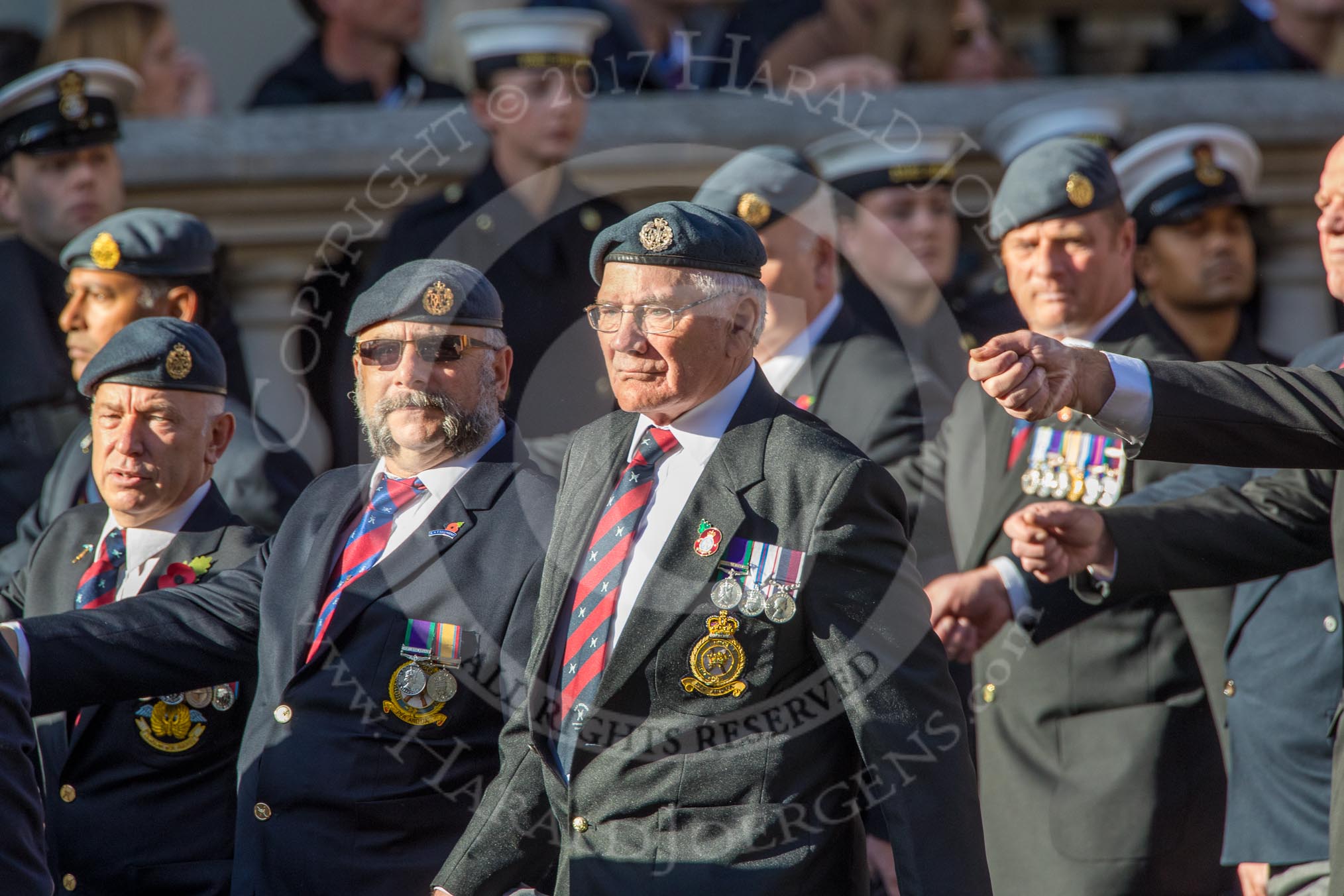 Royal Air Force Regiment Association (Group C3, 175 members) during the Royal British Legion March Past on Remembrance Sunday at the Cenotaph, Whitehall, Westminster, London, 11 November 2018, 12:15.