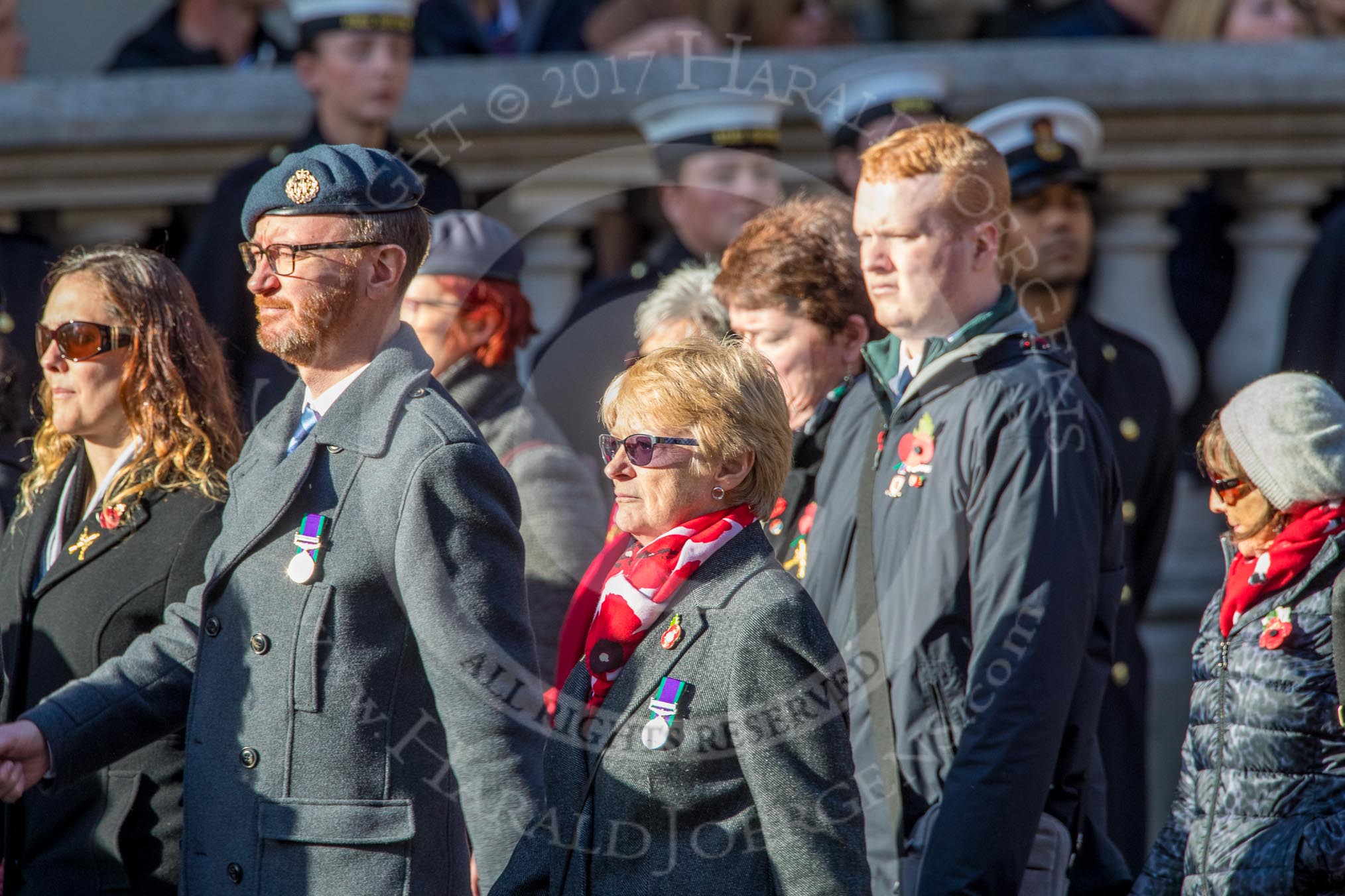 Royal Air Force Regiment Association (Group C3, 175 members) during the Royal British Legion March Past on Remembrance Sunday at the Cenotaph, Whitehall, Westminster, London, 11 November 2018, 12:15.
