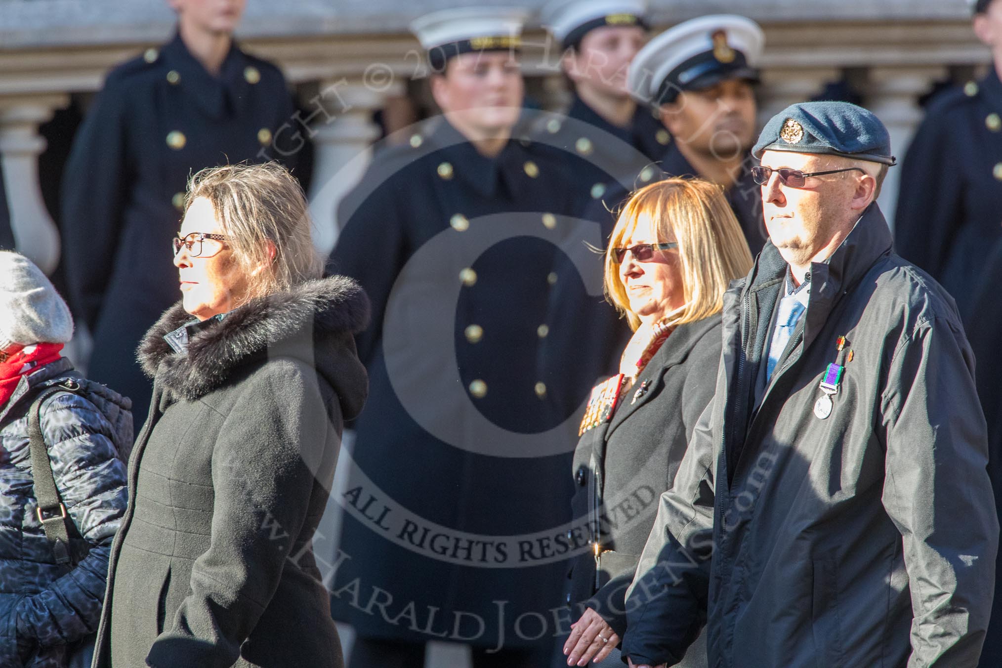 Royal Air Forces ex-Prisoners of War Association (Group C4, 8 members) during the Royal British Legion March Past on Remembrance Sunday at the Cenotaph, Whitehall, Westminster, London, 11 November 2018, 12:15.