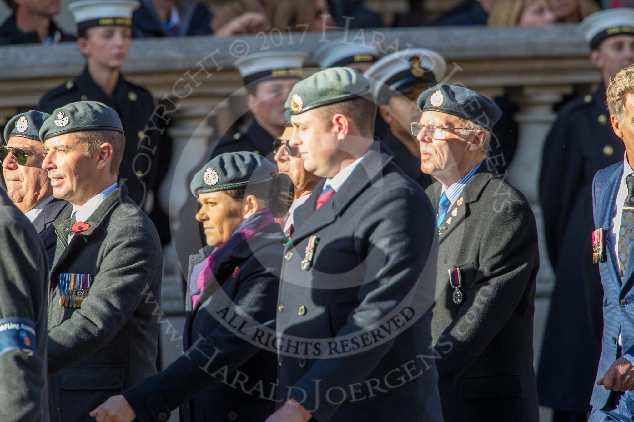 RAF Linguists' Associations (RAFLing) (Group C6, 20 members) during the Royal British Legion March Past on Remembrance Sunday at the Cenotaph, Whitehall, Westminster, London, 11 November 2018, 12:15.