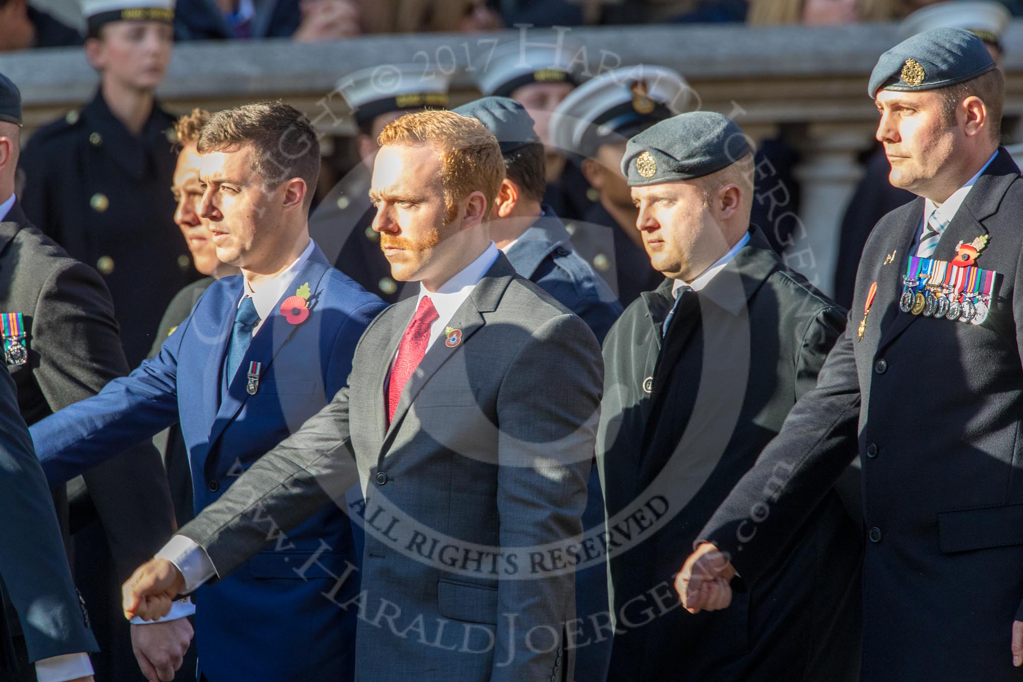 7 Squadron Association (Group C8, 20 members) during the Royal British Legion March Past on Remembrance Sunday at the Cenotaph, Whitehall, Westminster, London, 11 November 2018, 12:15.6.
