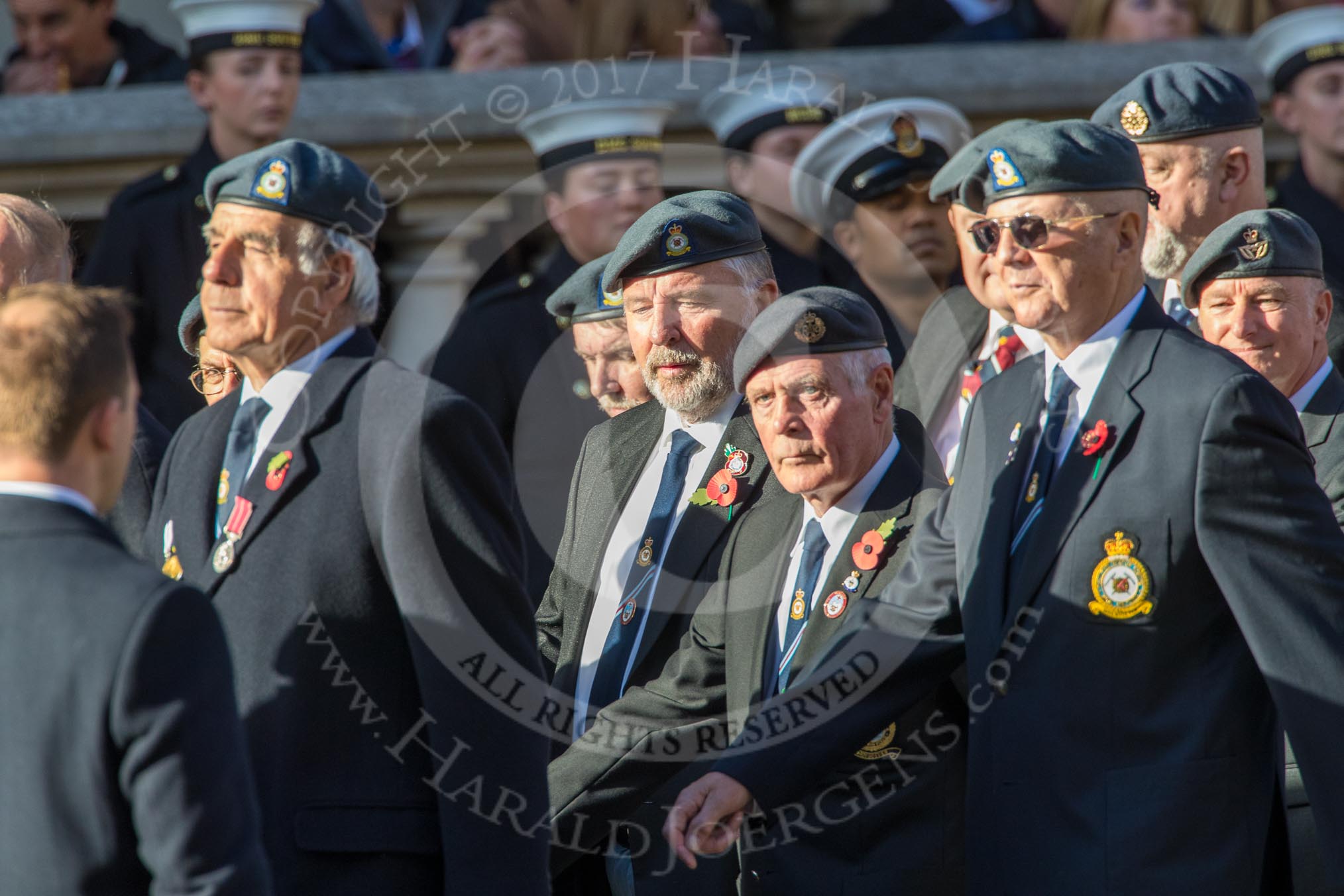 Royal Air Force Mountain Rescue Association (Group C12, 32 members) during the Royal British Legion March Past on Remembrance Sunday at the Cenotaph, Whitehall, Westminster, London, 11 November 2018, 12:16.