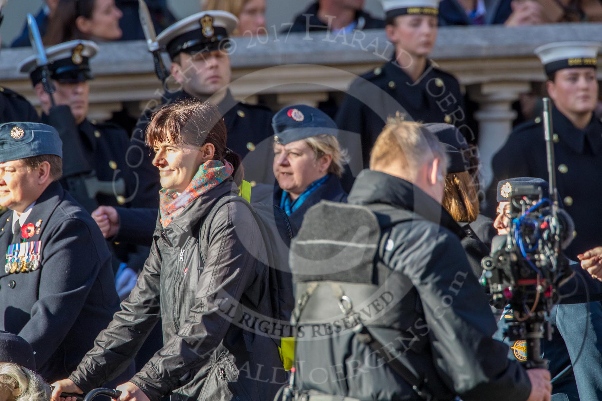 WAAF WRAF RAF(W) Association (Group C17, 21 members) during the Royal British Legion March Past on Remembrance Sunday at the Cenotaph, Whitehall, Westminster, London, 11 November 2018, 12:17.