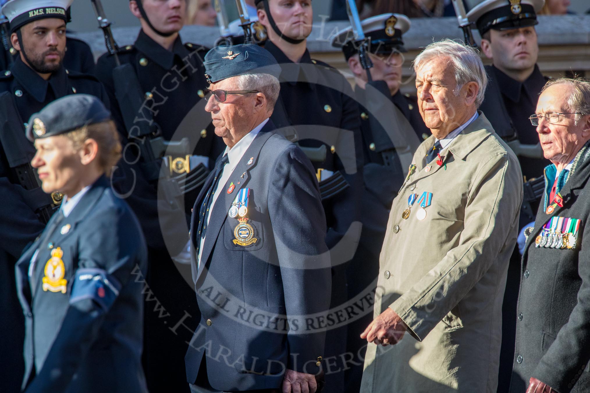 Coastal Command and Maritime Air Association (CCMAA) (Group C18, 21 members) during the Royal British Legion March Past on Remembrance Sunday at the Cenotaph, Whitehall, Westminster, London, 11 November 2018, 12:17