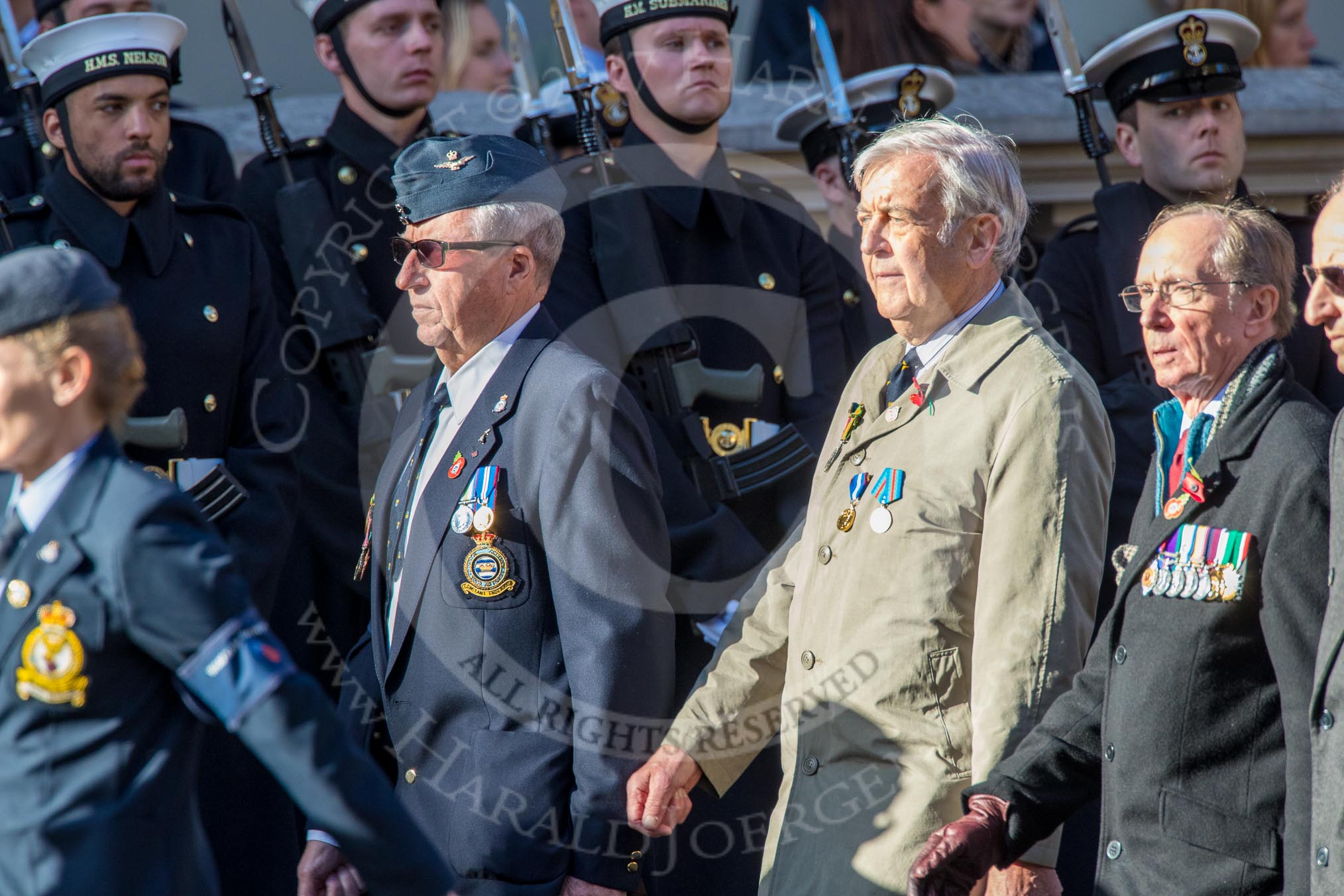 Coastal Command and Maritime Air Association (CCMAA) (Group C18, 21 members) during the Royal British Legion March Past on Remembrance Sunday at the Cenotaph, Whitehall, Westminster, London, 11 November 2018, 12:17