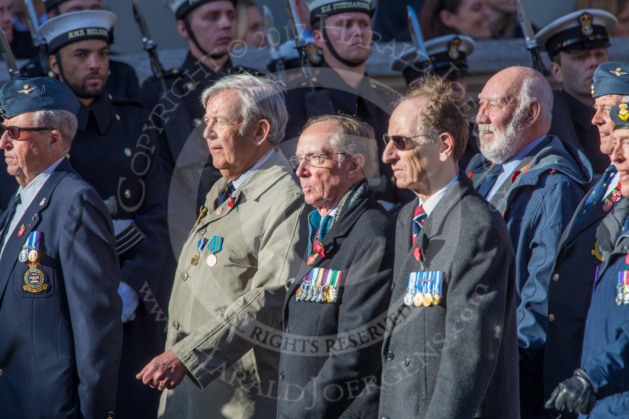 Coastal Command and Maritime Air Association (CCMAA) (Group C18, 21 members) during the Royal British Legion March Past on Remembrance Sunday at the Cenotaph, Whitehall, Westminster, London, 11 November 2018, 12:17