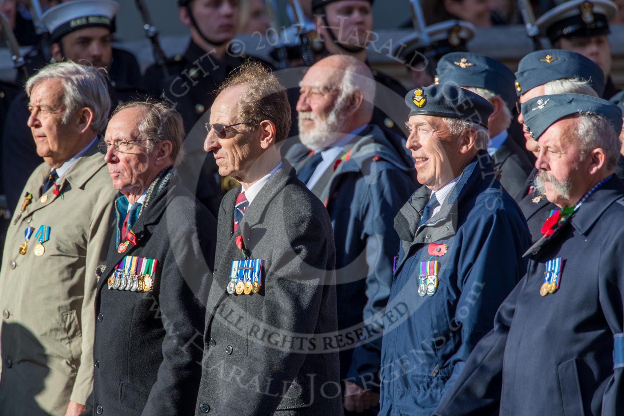 Coastal Command and Maritime Air Association (CCMAA) (Group C18, 21 members) during the Royal British Legion March Past on Remembrance Sunday at the Cenotaph, Whitehall, Westminster, London, 11 November 2018, 12:17