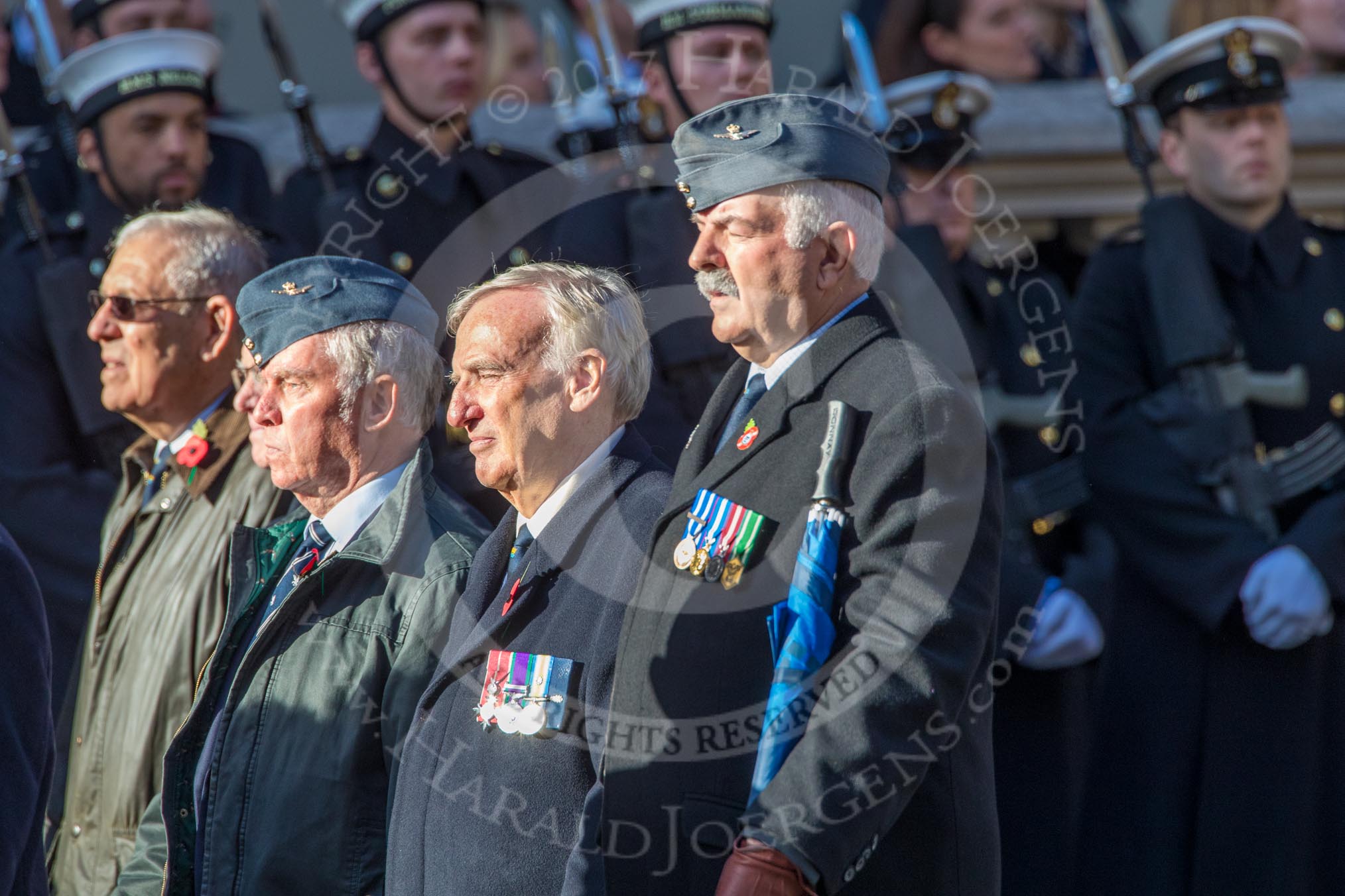 Coastal Command and Maritime Air Association (CCMAA) (Group C18, 21 members) during the Royal British Legion March Past on Remembrance Sunday at the Cenotaph, Whitehall, Westminster, London, 11 November 2018, 12:17
