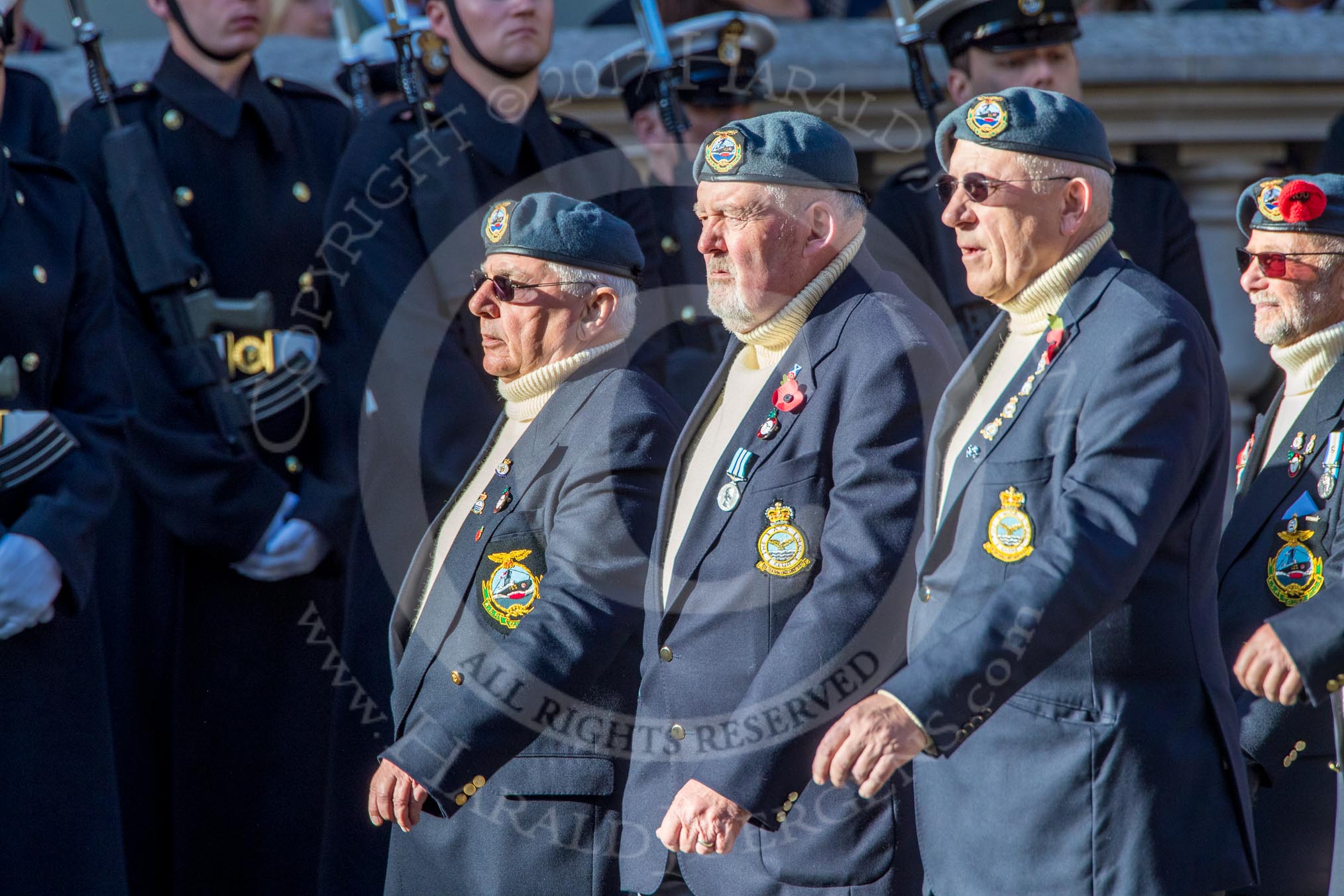 Air Sea Rescue and Marine Craft Section Club (Royal Air Force) (Group C19, 12 members) during the Royal British Legion March Past on Remembrance Sunday at the Cenotaph, Whitehall, Westminster, London, 11 November 2018, 12:17.