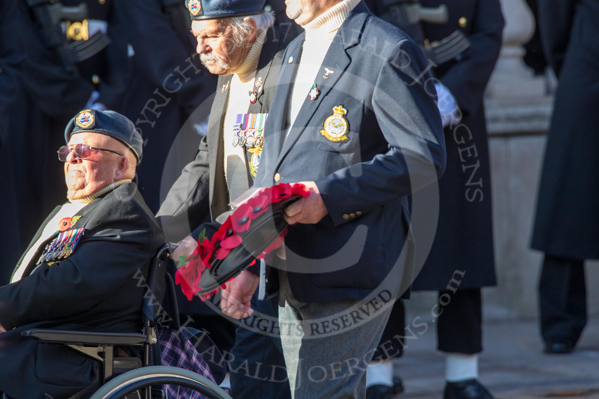 Air Sea Rescue and Marine Craft Section Club (Royal Air Force) (Group C19, 12 members) during the Royal British Legion March Past on Remembrance Sunday at the Cenotaph, Whitehall, Westminster, London, 11 November 2018, 12:17.