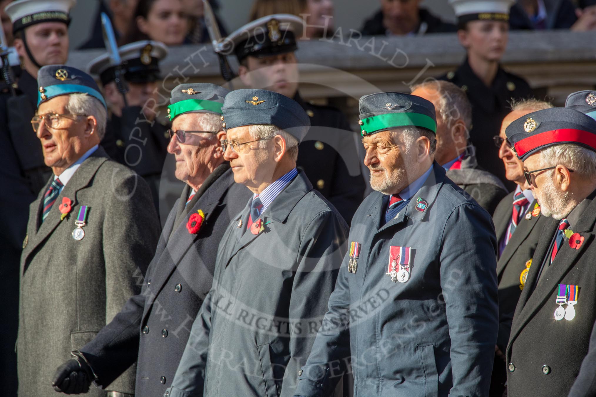 Federation of Royal Air Force Apprentices and Boy Entrants (Group C20, 68 members) during the Royal British Legion March Past on Remembrance Sunday at the Cenotaph, Whitehall, Westminster, London, 11 November 2018, 12:17.