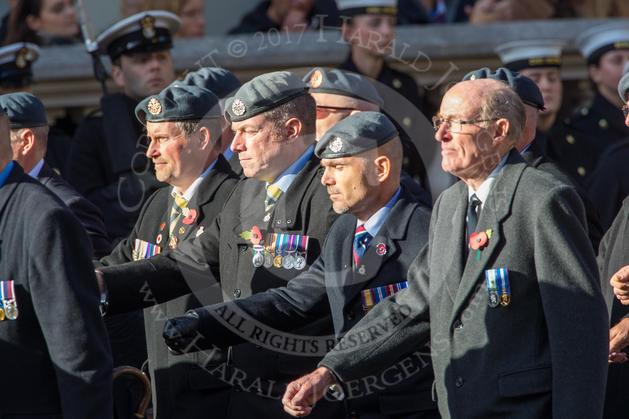 Royal Air Force Survival Equipment (squippers) Association (Group C23, 50 members) during the Royal British Legion March Past on Remembrance Sunday at the Cenotaph, Whitehall, Westminster, London, 11 November 2018, 12:18.