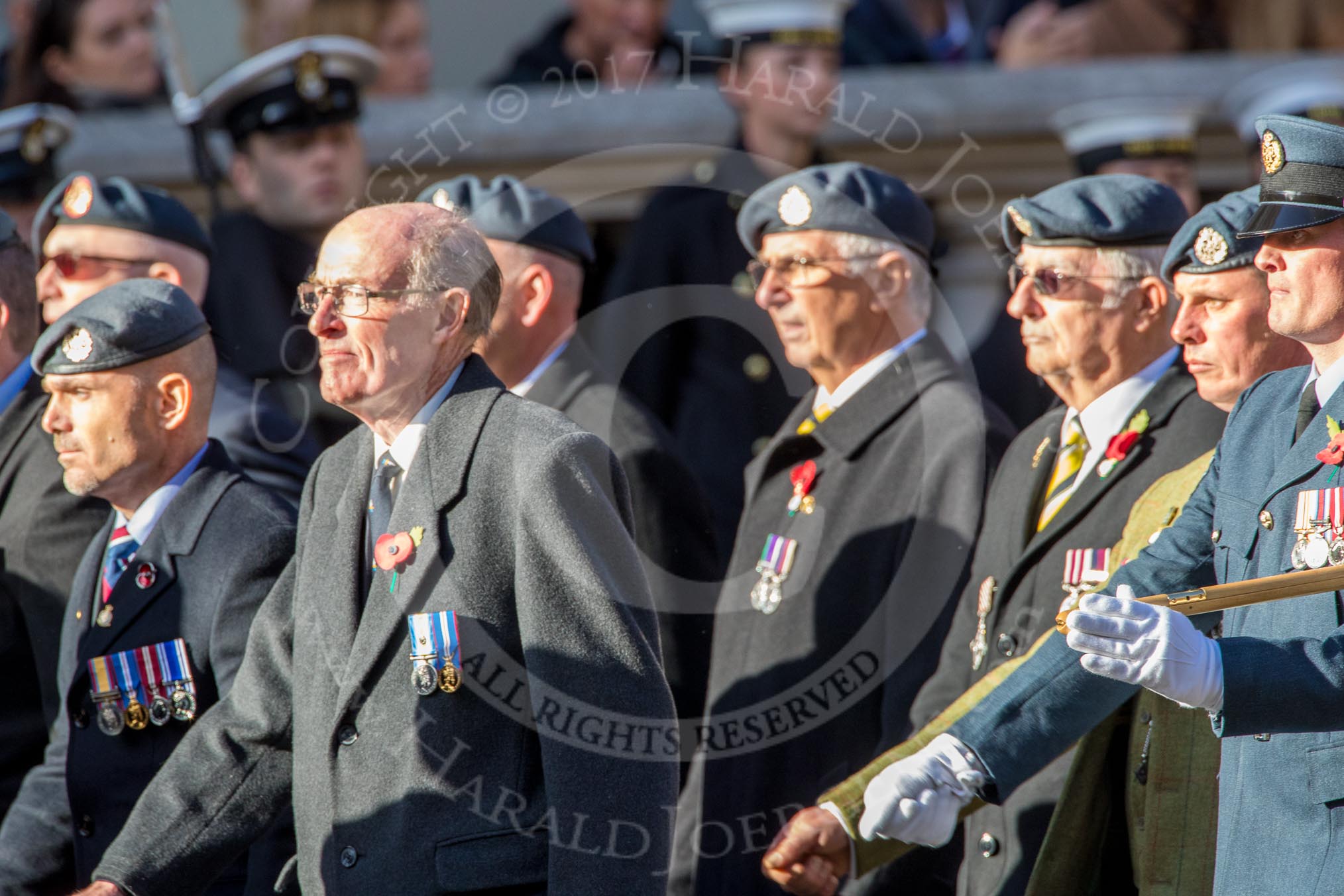 Royal Air Force Survival Equipment (squippers) Association (Group C23, 50 members) during the Royal British Legion March Past on Remembrance Sunday at the Cenotaph, Whitehall, Westminster, London, 11 November 2018, 12:18.