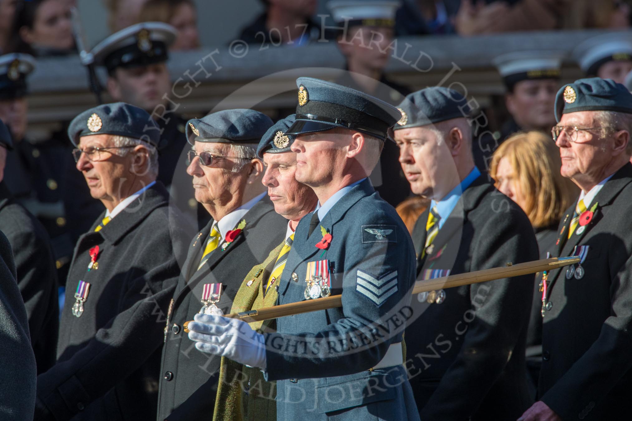 Royal Air Force Survival Equipment (squippers) Association (Group C23, 50 members) during the Royal British Legion March Past on Remembrance Sunday at the Cenotaph, Whitehall, Westminster, London, 11 November 2018, 12:18.