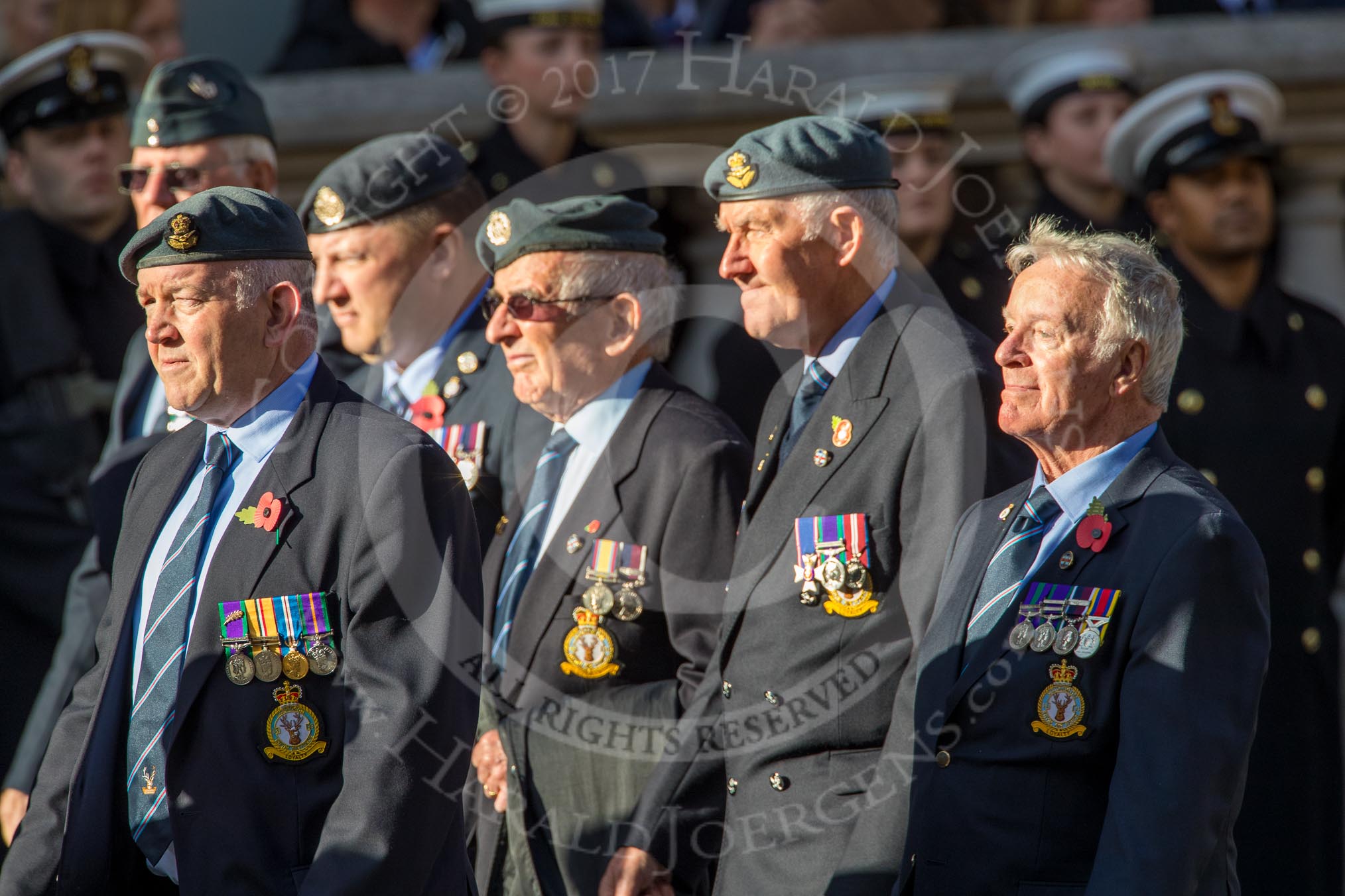 33 Squadron Association - RAF (Group C24, 23 members) during the Royal British Legion March Past on Remembrance Sunday at the Cenotaph, Whitehall, Westminster, London, 11 November 2018, 12:18.
