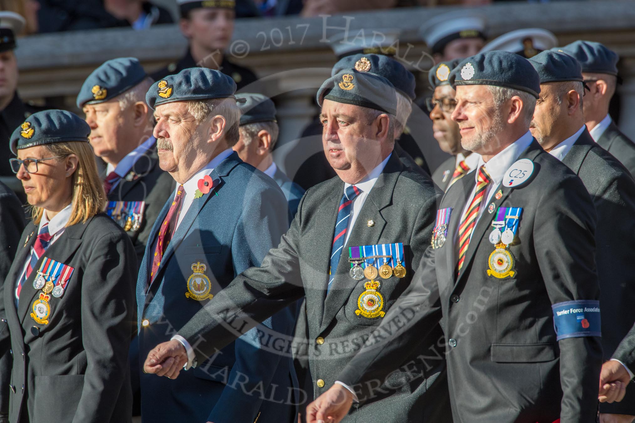 Harrier Force Association (Group C25, 100 members) during the Royal British Legion March Past on Remembrance Sunday at the Cenotaph, Whitehall, Westminster, London, 11 November 2018, 12:18.