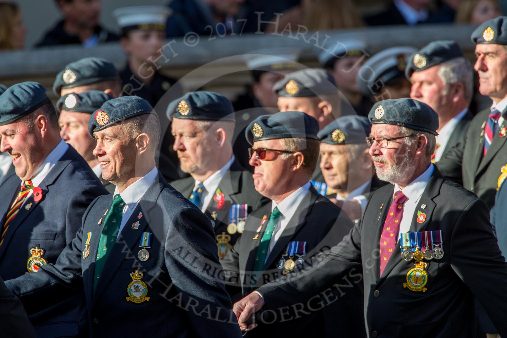 Harrier Force Association (Group C25, 100 members) during the Royal British Legion March Past on Remembrance Sunday at the Cenotaph, Whitehall, Westminster, London, 11 November 2018, 12:18.