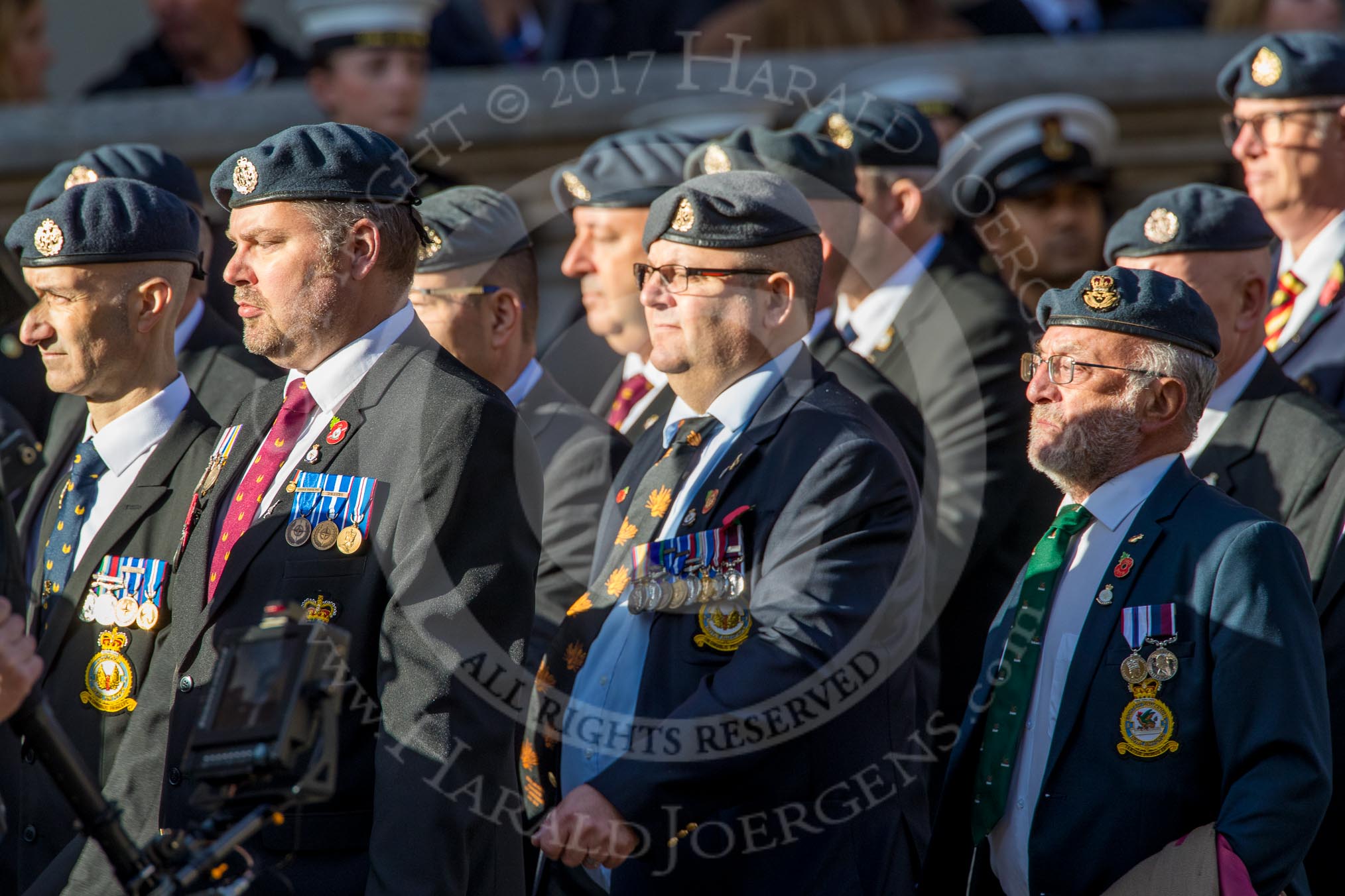 Harrier Force Association (Group C25, 100 members) during the Royal British Legion March Past on Remembrance Sunday at the Cenotaph, Whitehall, Westminster, London, 11 November 2018, 12:18.
