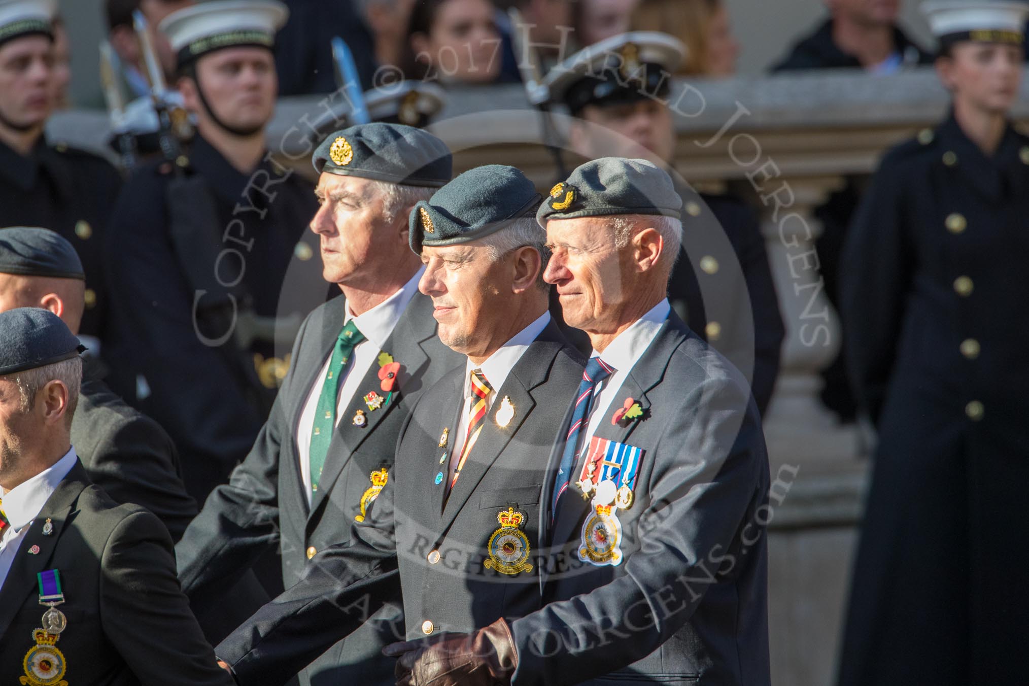 Harrier Force Association (Group C25, 100 members) during the Royal British Legion March Past on Remembrance Sunday at the Cenotaph, Whitehall, Westminster, London, 11 November 2018, 12:18.