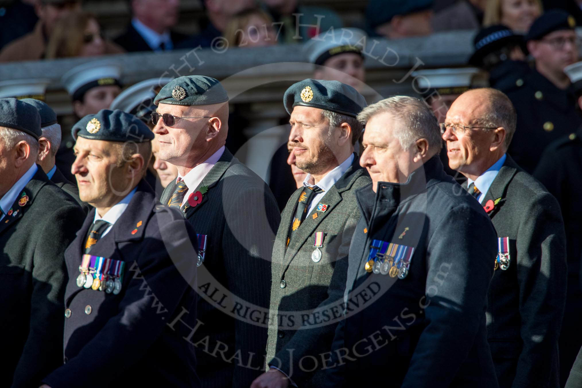 Royal Air Forces Association Armourers Branch (Group C26, 45 members) during the Royal British Legion March Past on Remembrance Sunday at the Cenotaph, Whitehall, Westminster, London, 11 November 2018, 12:18.