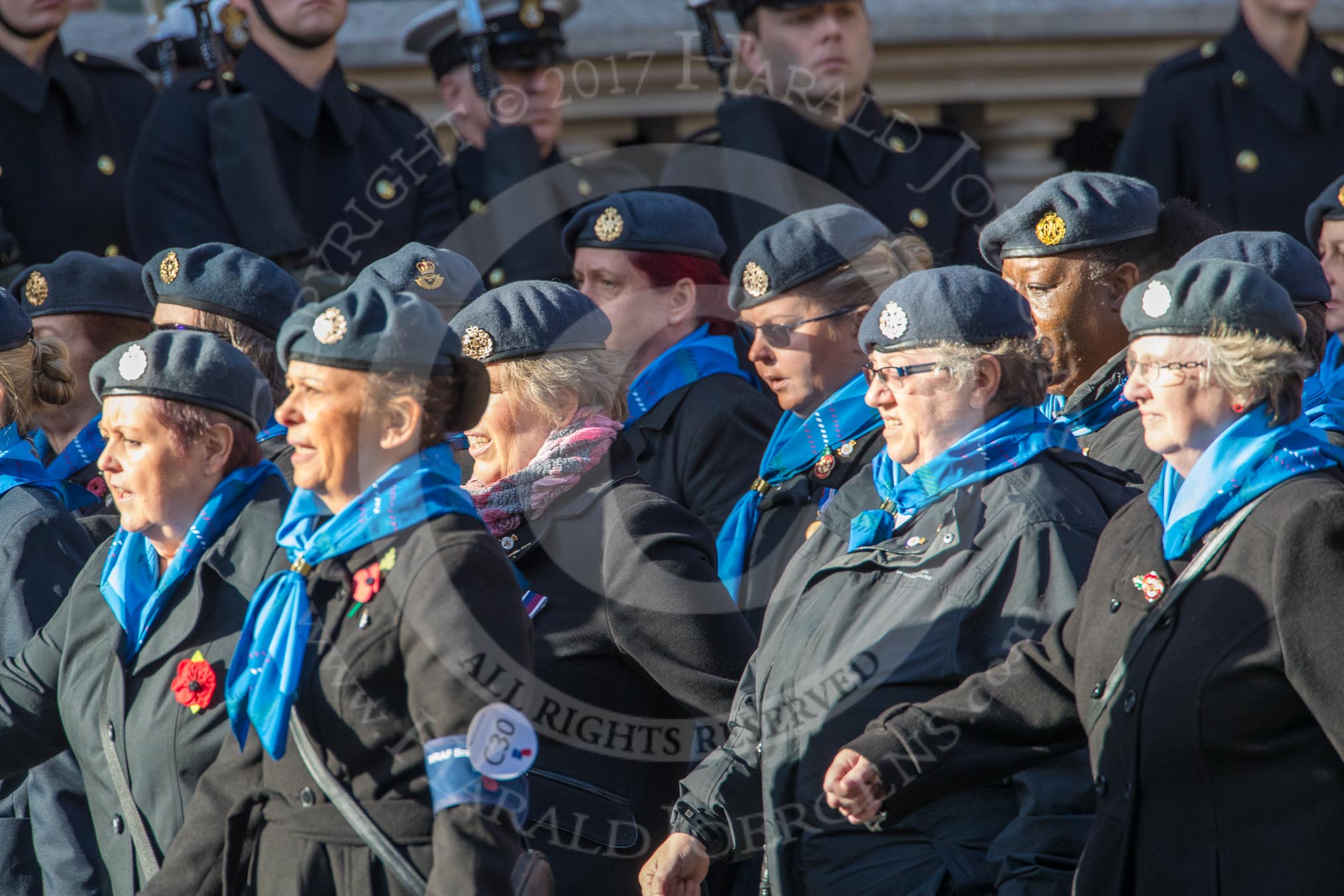 WRAF Branch of the Royal Air Forces Association (Group C30, 80 members) during the Royal British Legion March Past on Remembrance Sunday at the Cenotaph, Whitehall, Westminster, London, 11 November 2018, 12:19.